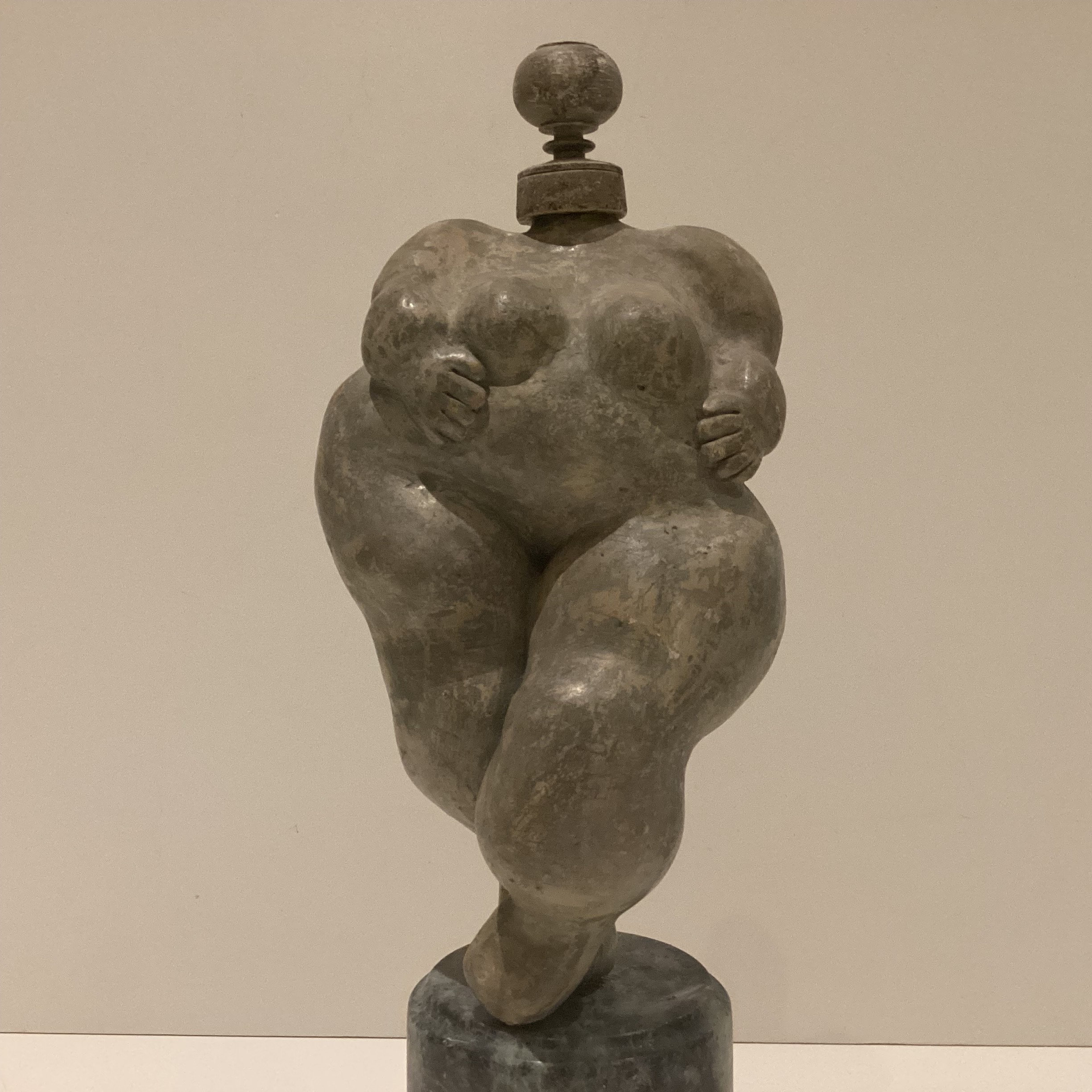 Avant-Garde Sculpture | Late 1940s Terracotta & Wood Woman, Verde Guatemala Marble Base — photo 7 of 11
