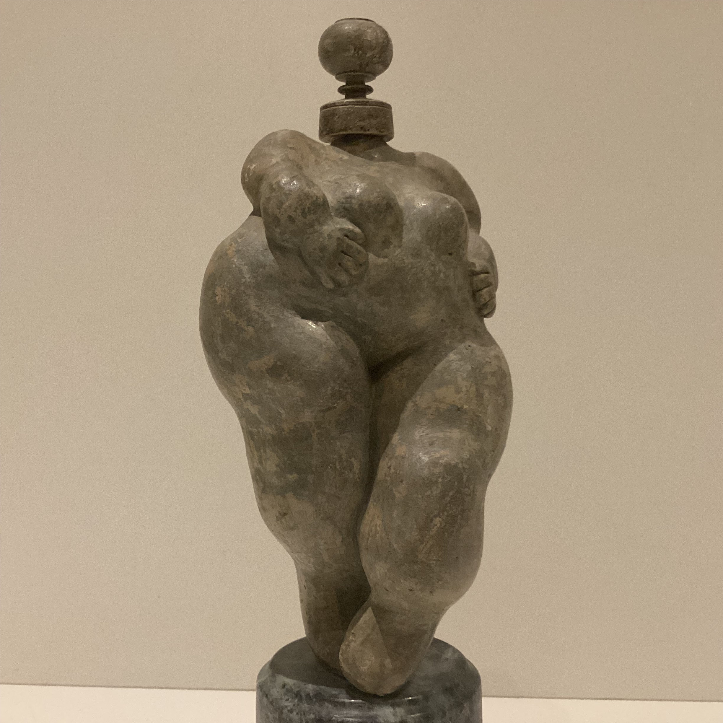 Avant-Garde Sculpture | Late 1940s Terracotta & Wood Woman, Verde Guatemala Marble Base — photo 8 of 11