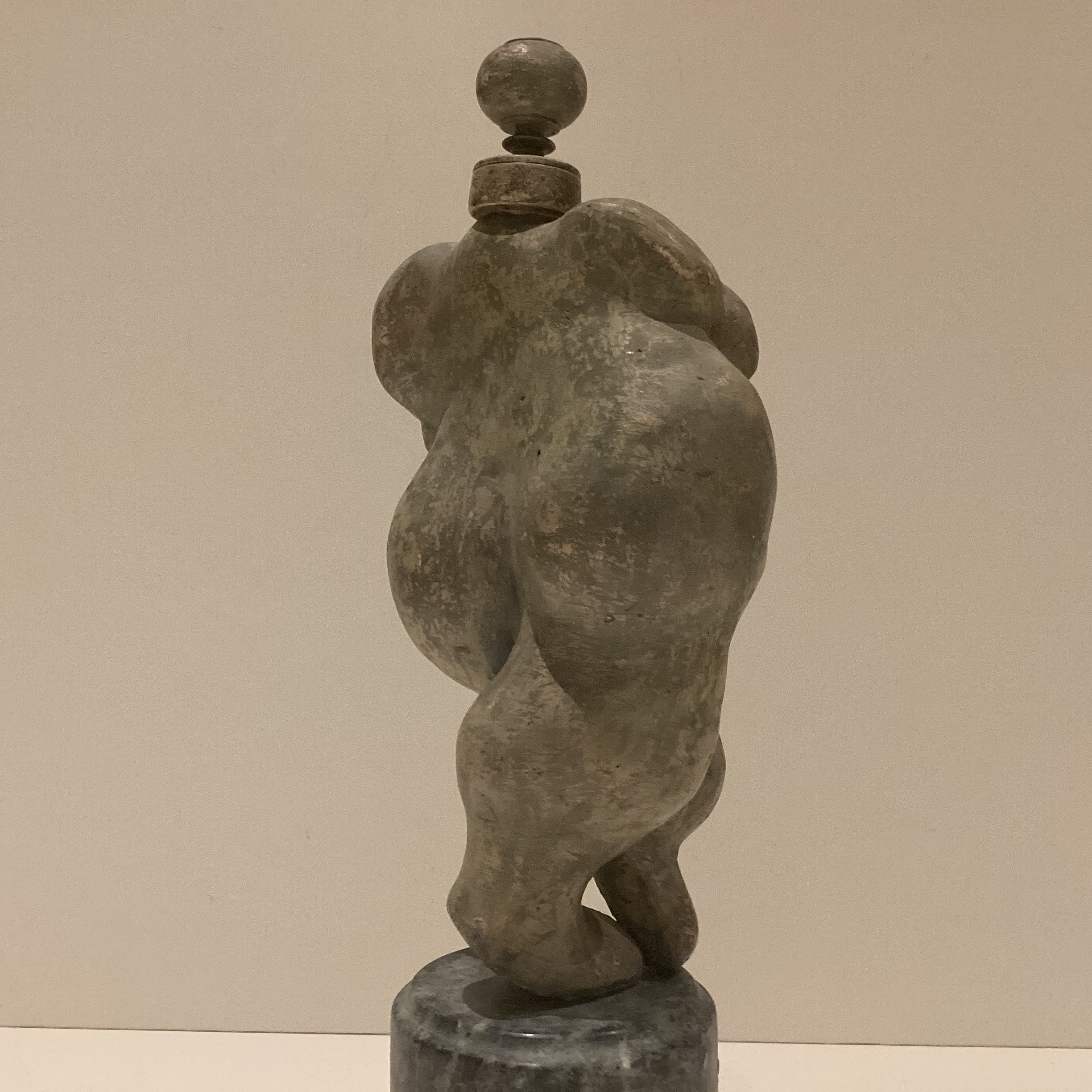 Avant-Garde Sculpture | Late 1940s Terracotta & Wood Woman, Verde Guatemala Marble Base — photo 9 of 11