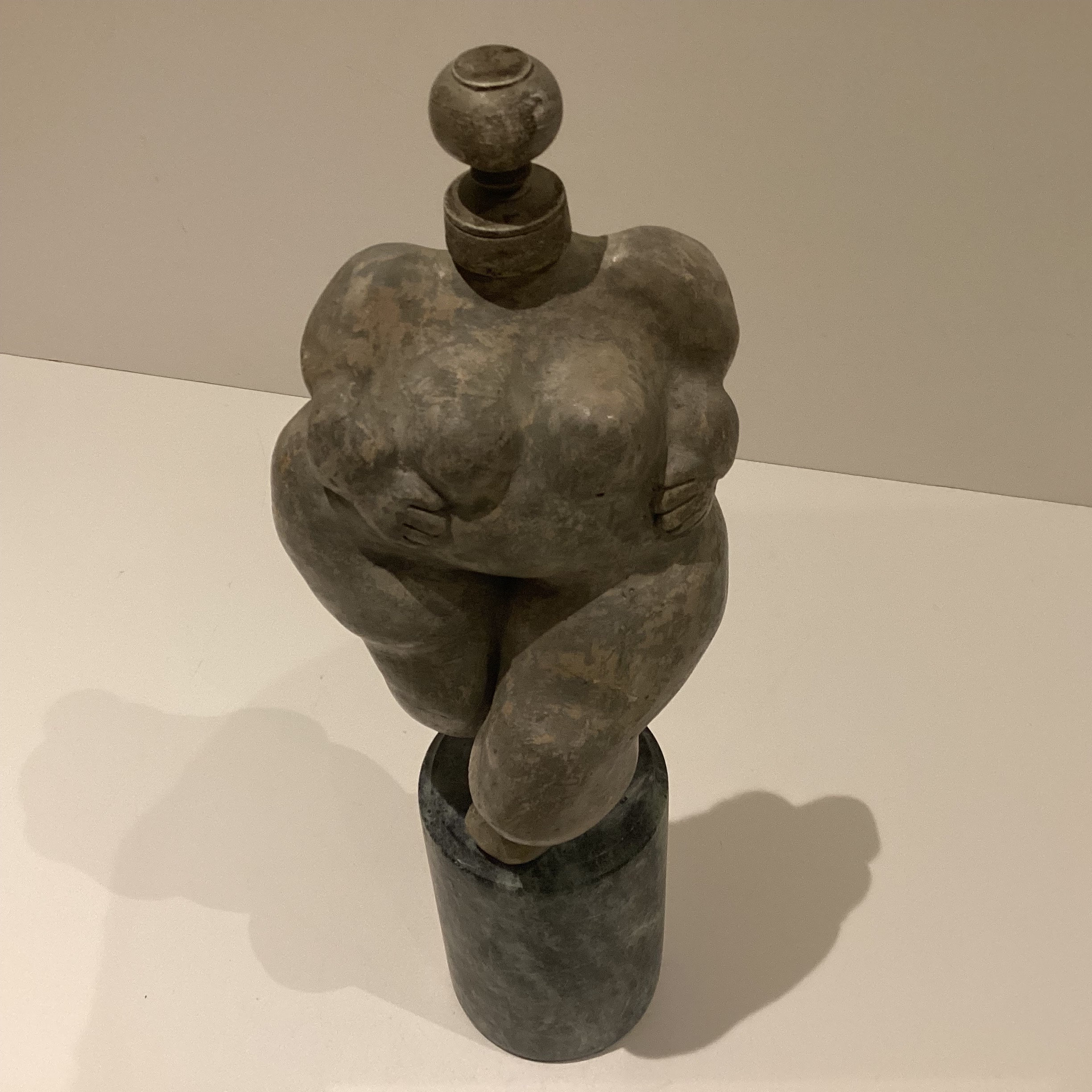 Avant-Garde Sculpture | Late 1940s Terracotta & Wood Woman, Verde Guatemala Marble Base — photo 10 of 11