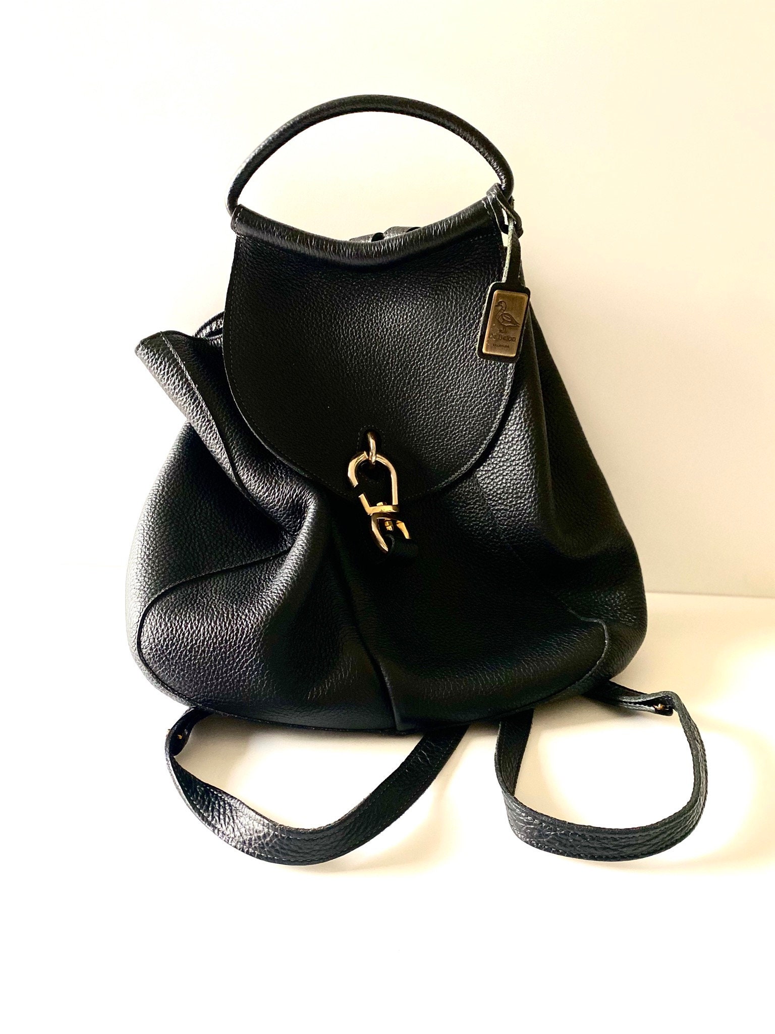 Vintage Backpack | De Belon Brabelco Minimalist Style, Handmade Quality Leather Daypack — photo 2 of 9
