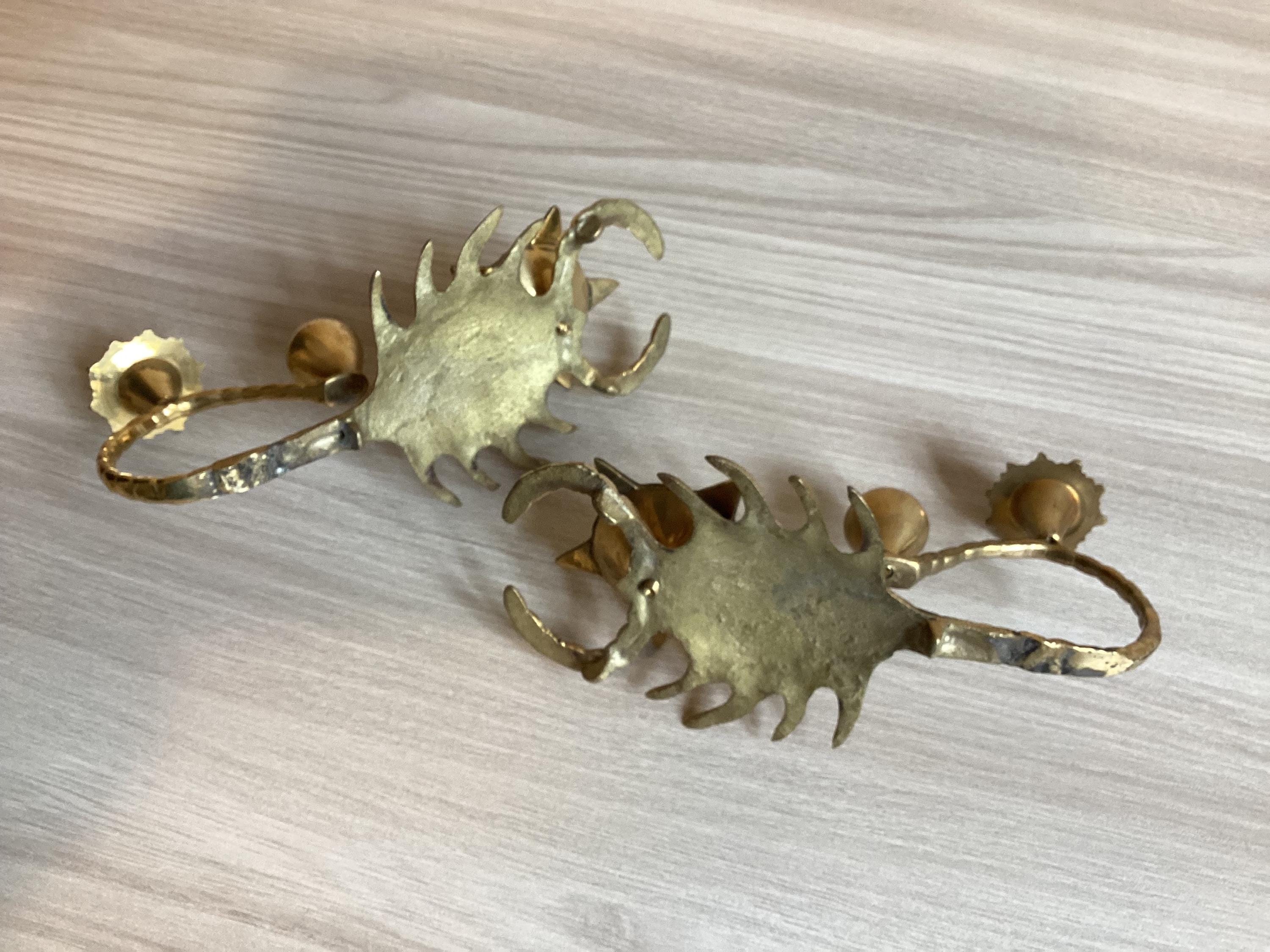 Vintage Candle Holders | 1950s Indian Brass Scorpion Shape, Incense & Fragrance Pair — photo 9 of 9