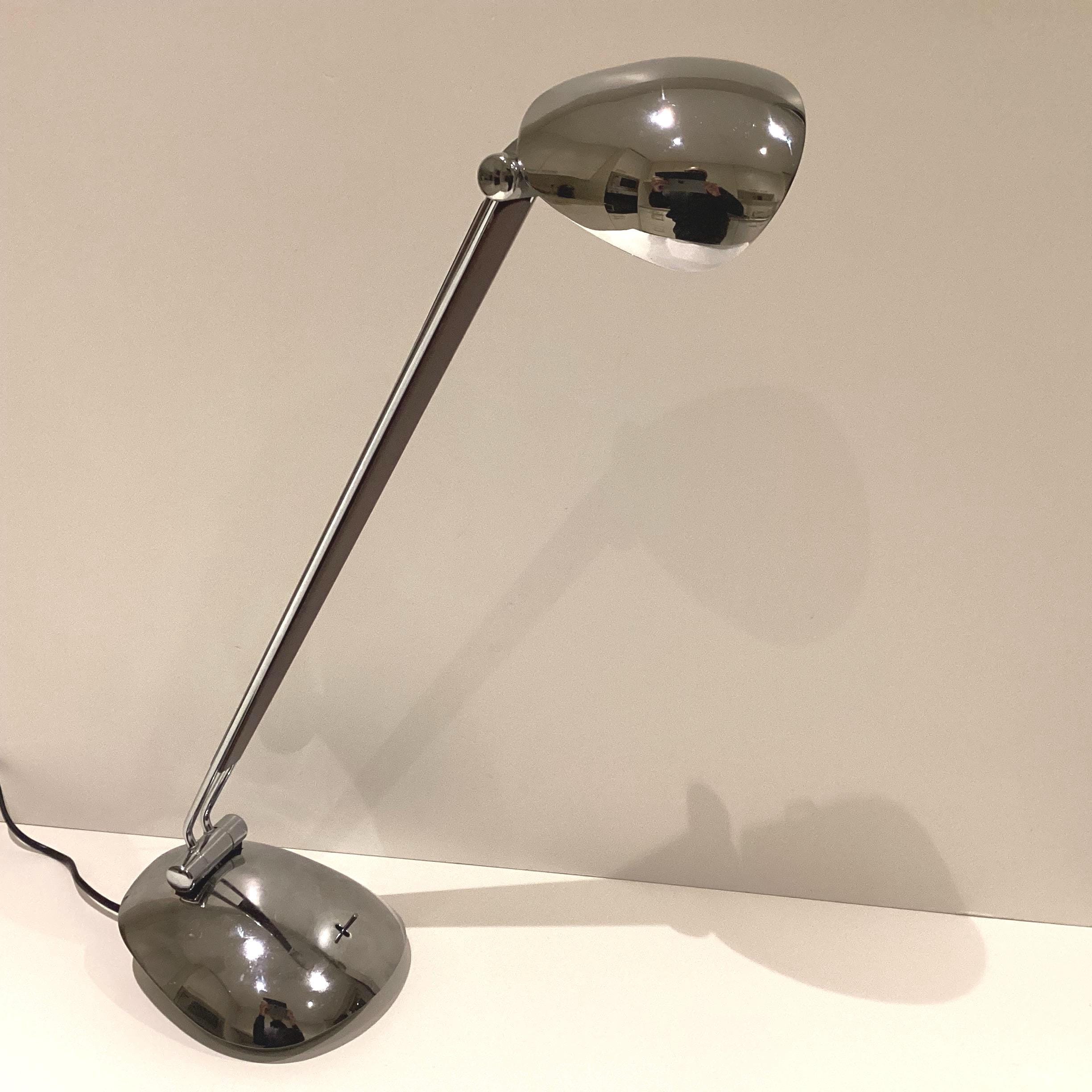Vintage Desk Lamp | C.G. Lighting ELEA Type 198, Chrome & Wood Trapezoidal Design, Made in Italy — photo 6 of 11