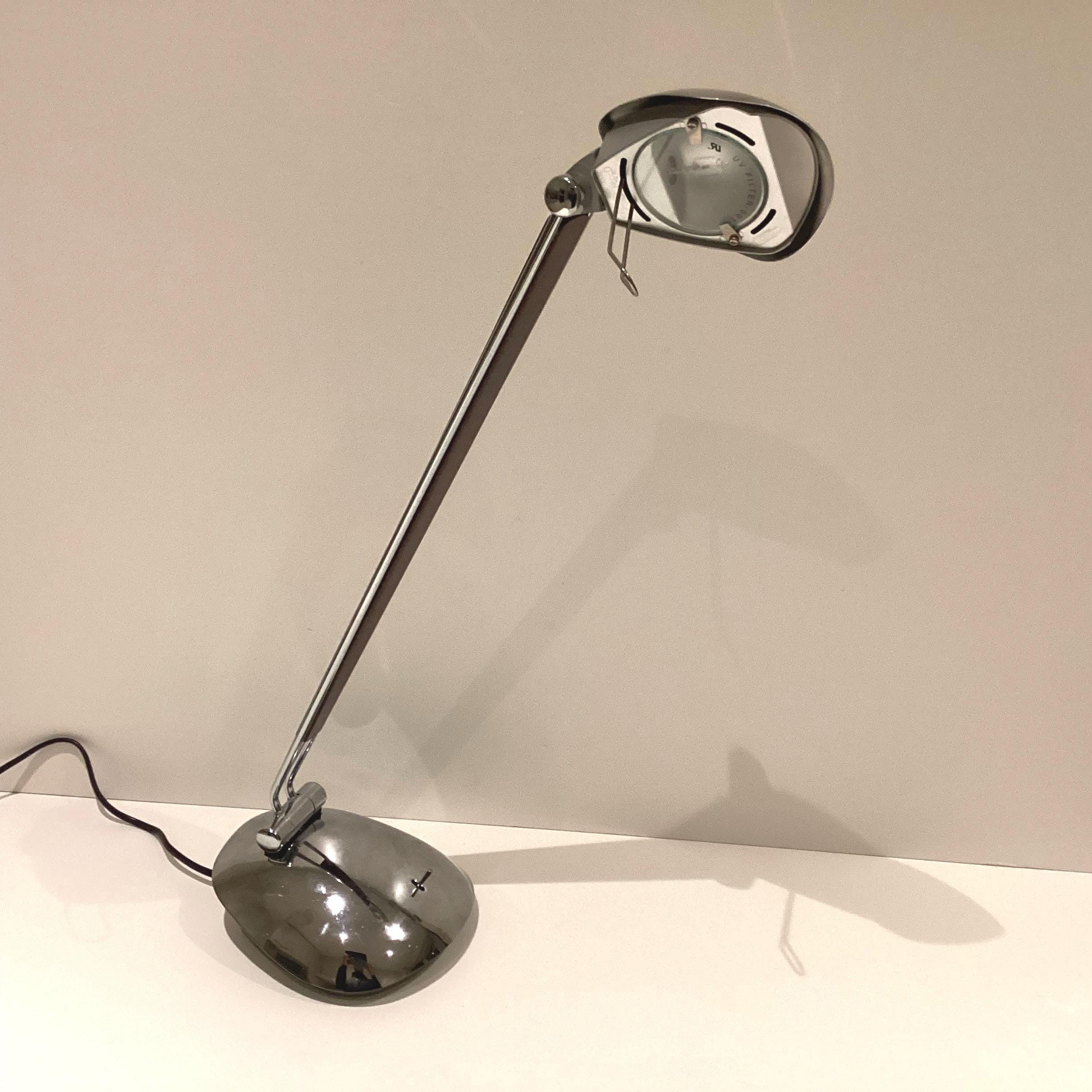 Vintage Desk Lamp | C.G. Lighting ELEA Type 198, Chrome & Wood Trapezoidal Design, Made in Italy — photo 7 of 11
