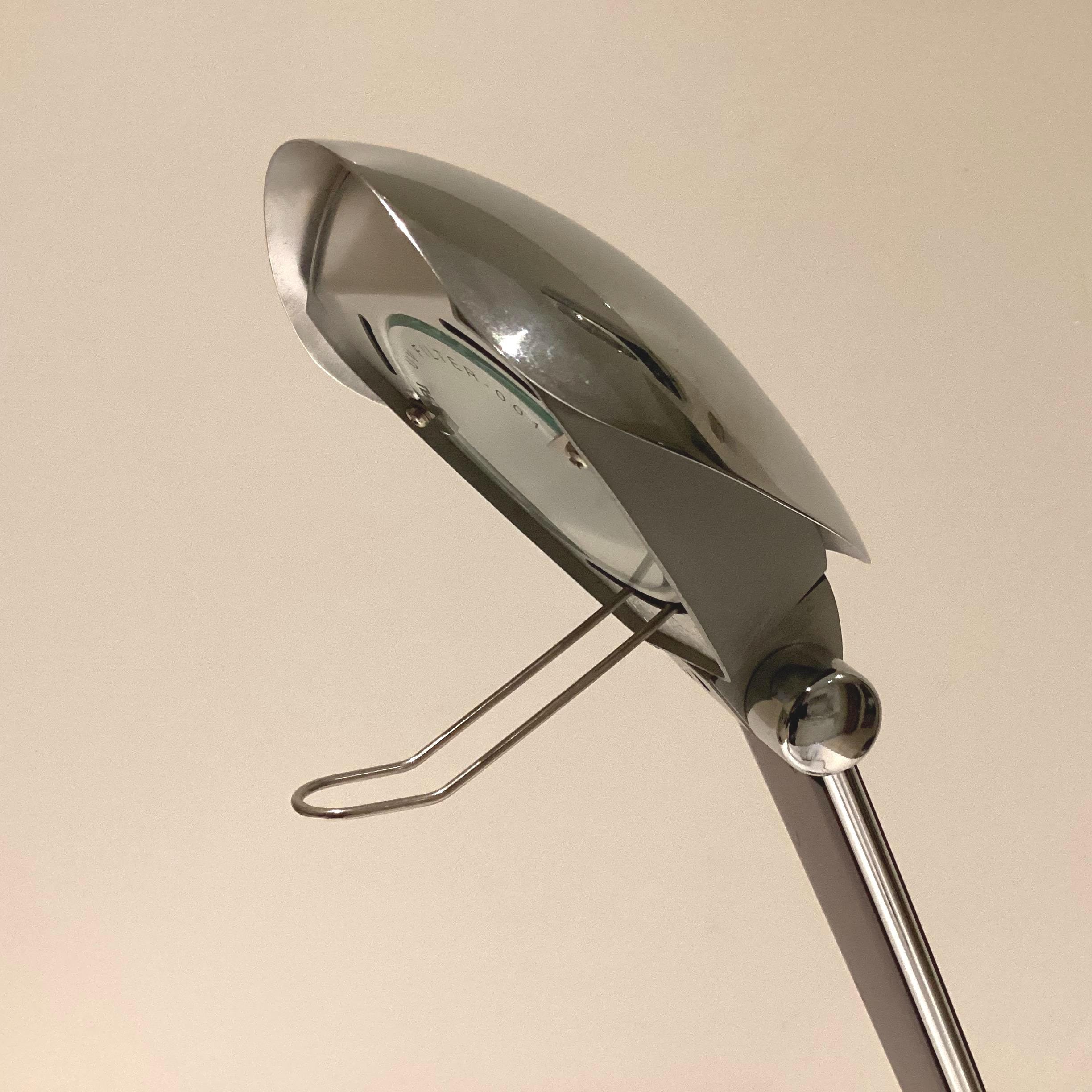 Vintage Desk Lamp | C.G. Lighting ELEA Type 198, Chrome & Wood Trapezoidal Design, Made in Italy — photo 8 of 11