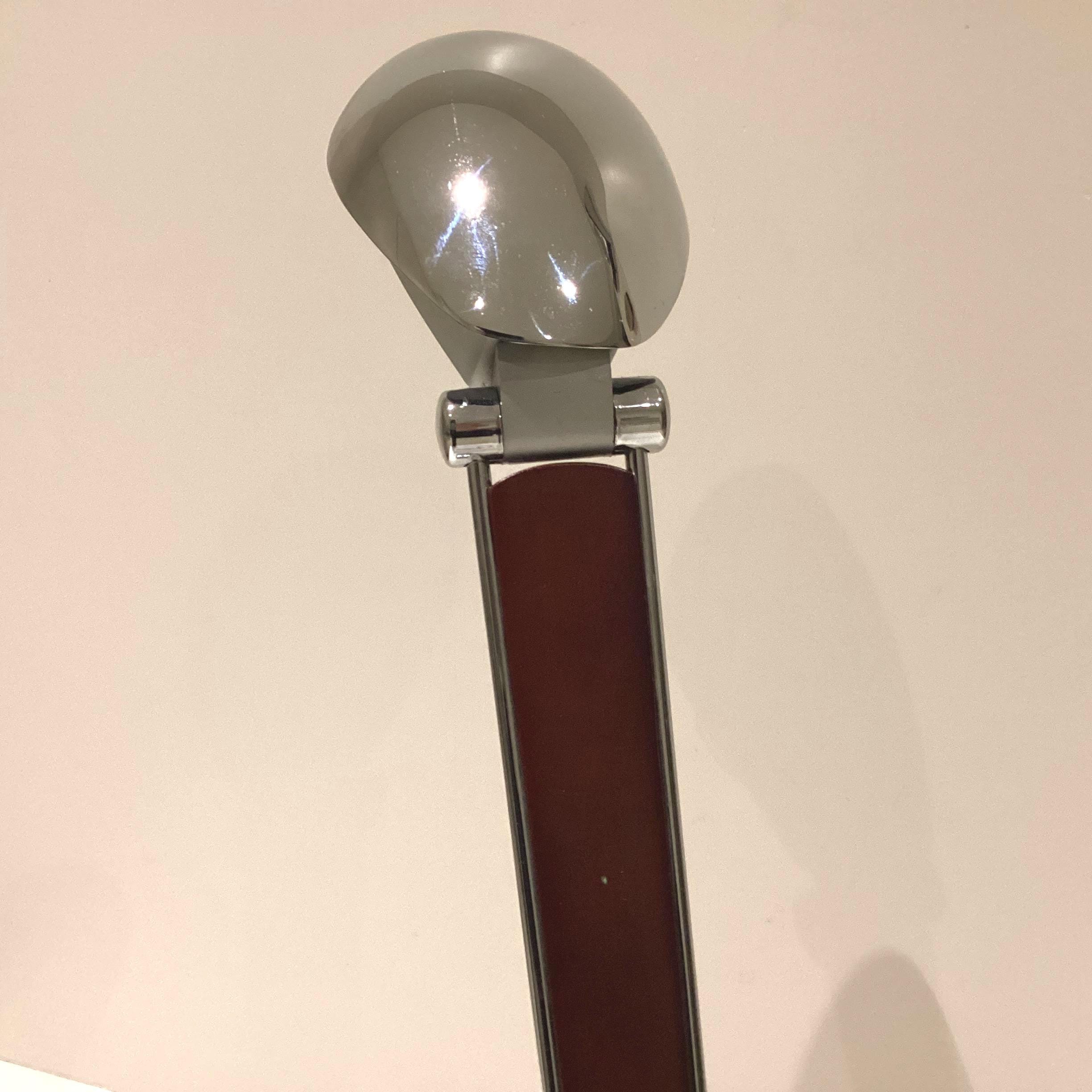 Vintage Desk Lamp | C.G. Lighting ELEA Type 198, Chrome & Wood Trapezoidal Design, Made in Italy — photo 9 of 11