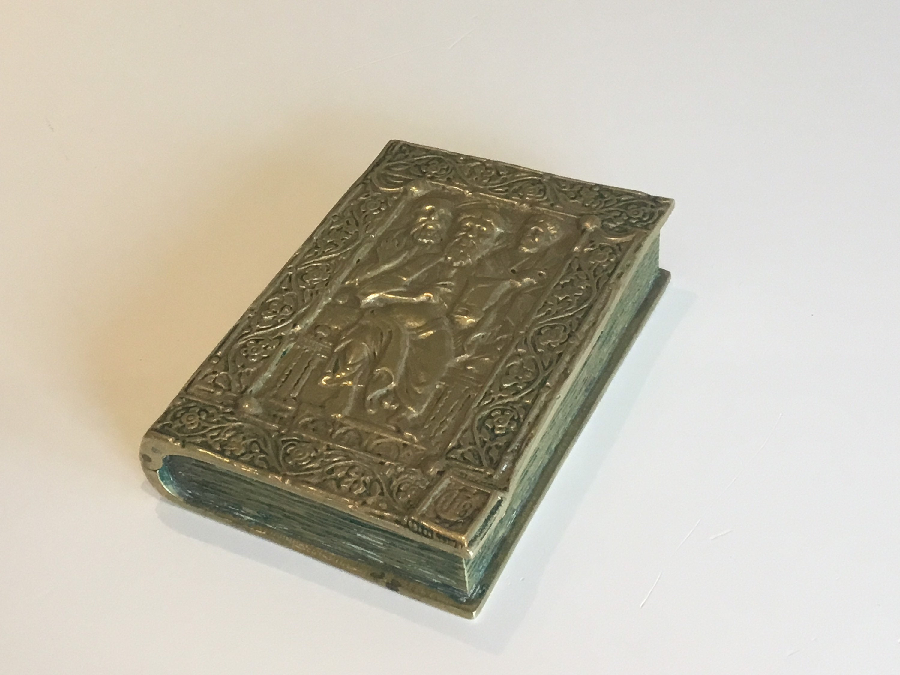 Antique Bronze | 1920s Max Le Verrier, Religious Book-Box Sculpture Made In France — photo 2 of 11