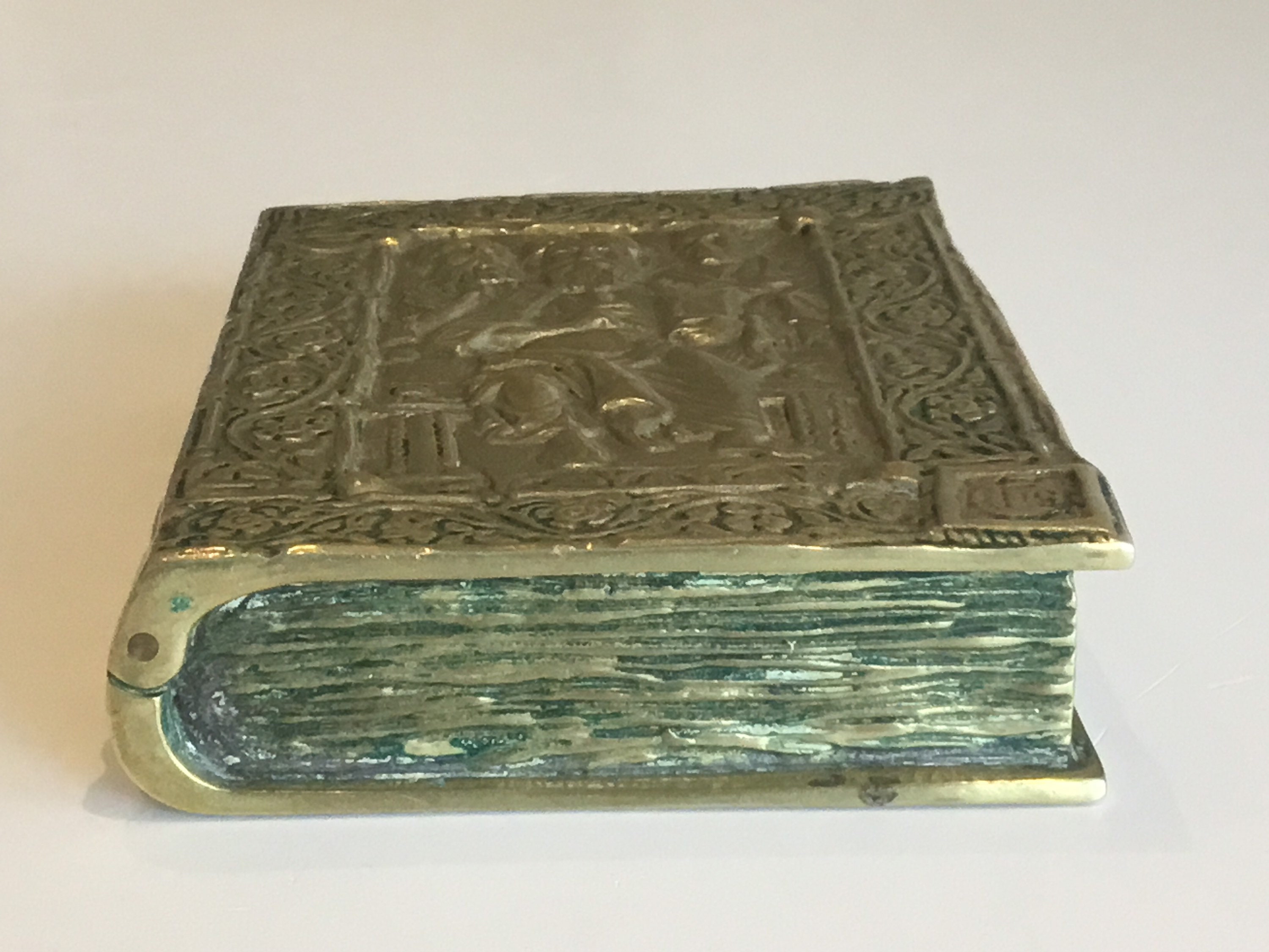 Antique Bronze | 1920s Max Le Verrier, Religious Book-Box Sculpture Made In France — photo 4 of 11