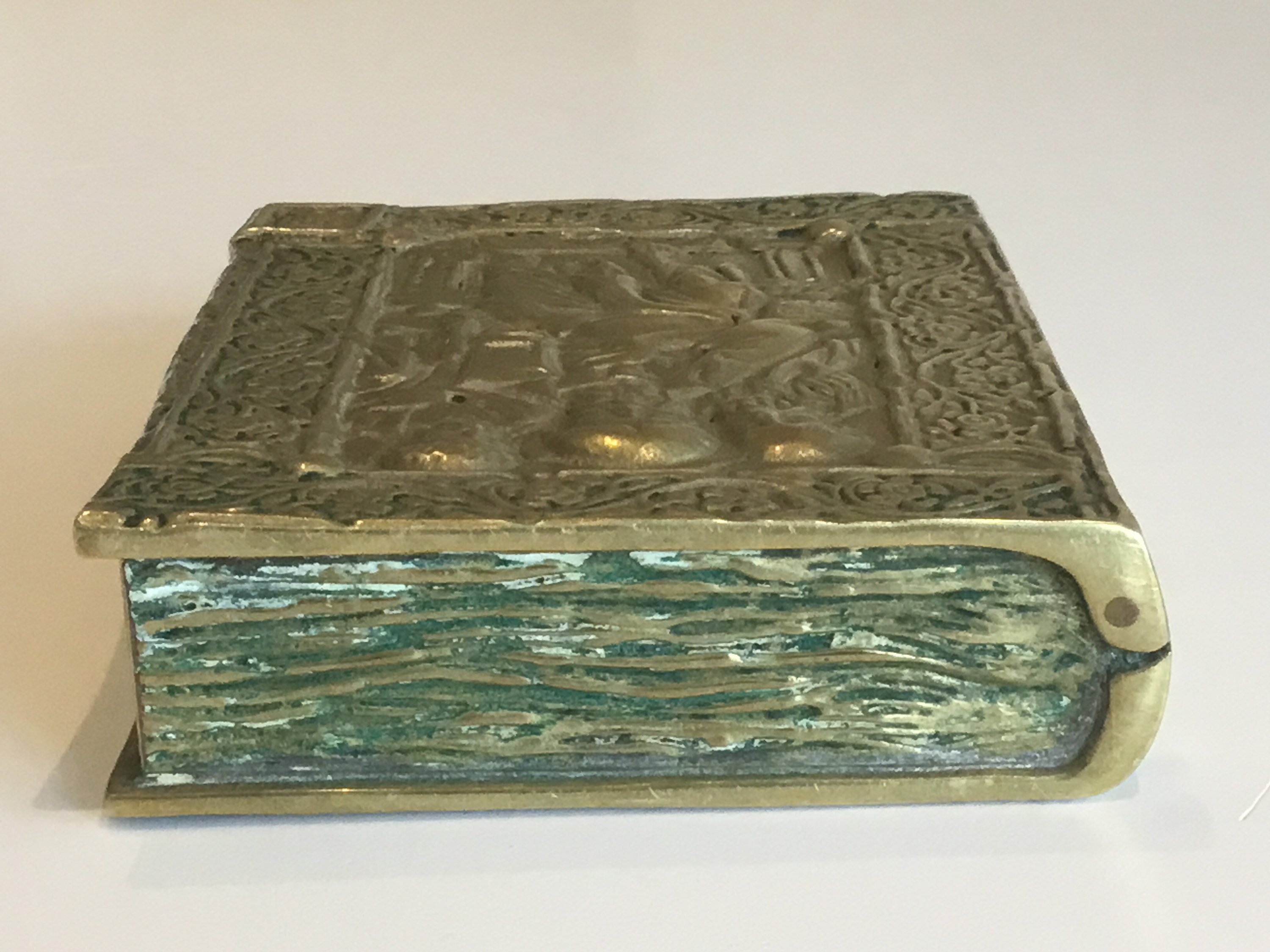 Antique Bronze | 1920s Max Le Verrier, Religious Book-Box Sculpture Made In France — photo 6 of 11