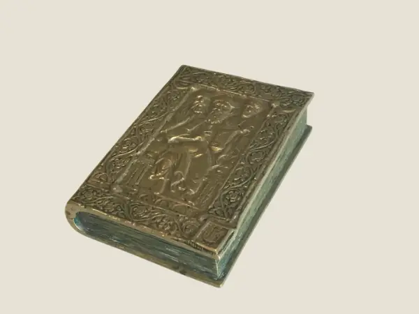 Antique Bronze | 1920s Max Le Verrier, Religious Book-Box Sculpture Made In France