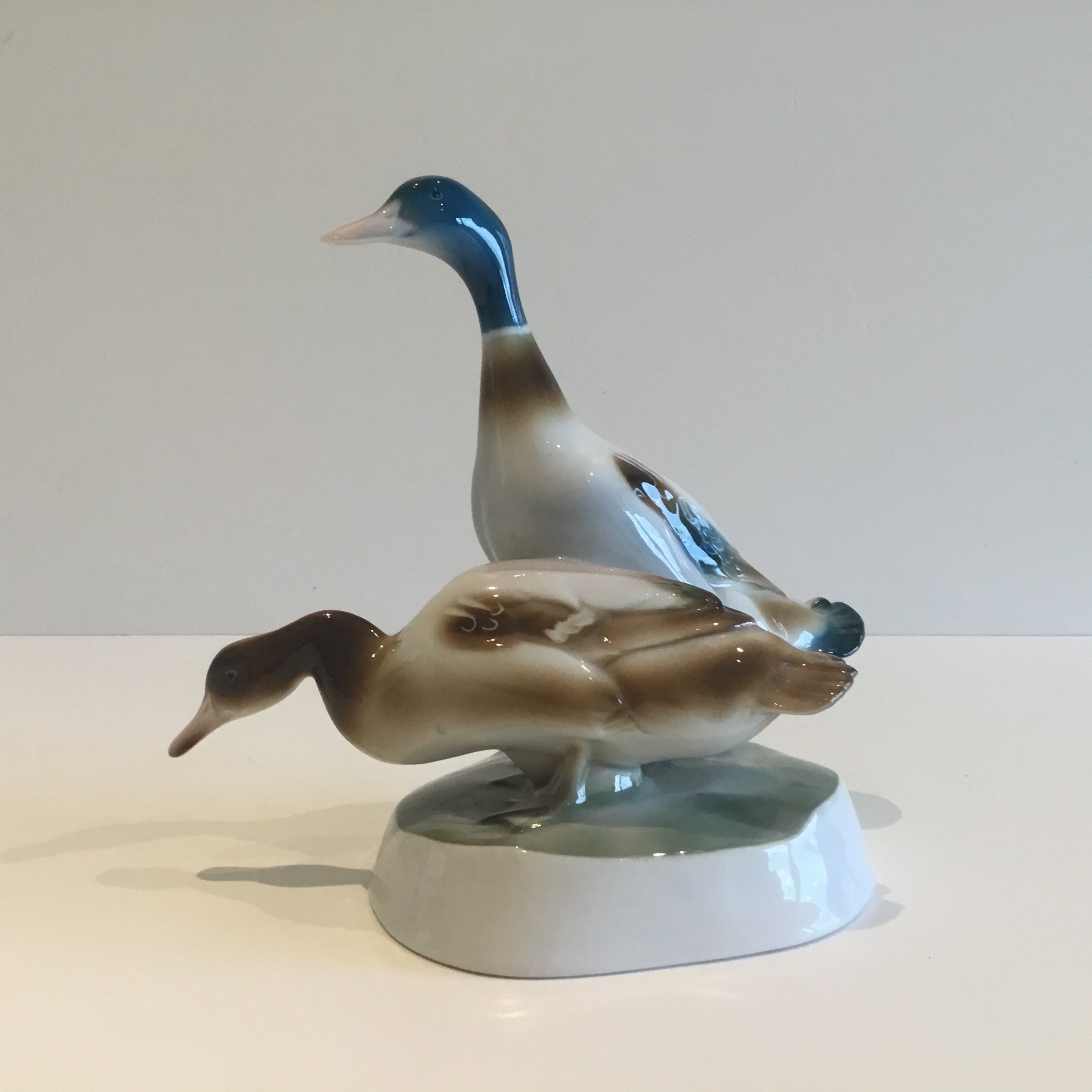 Vintage Figurine  Duck | 1930s Hungarian Porcelain Pair, Art Deco Animal Sculpture — photo 2 of 7