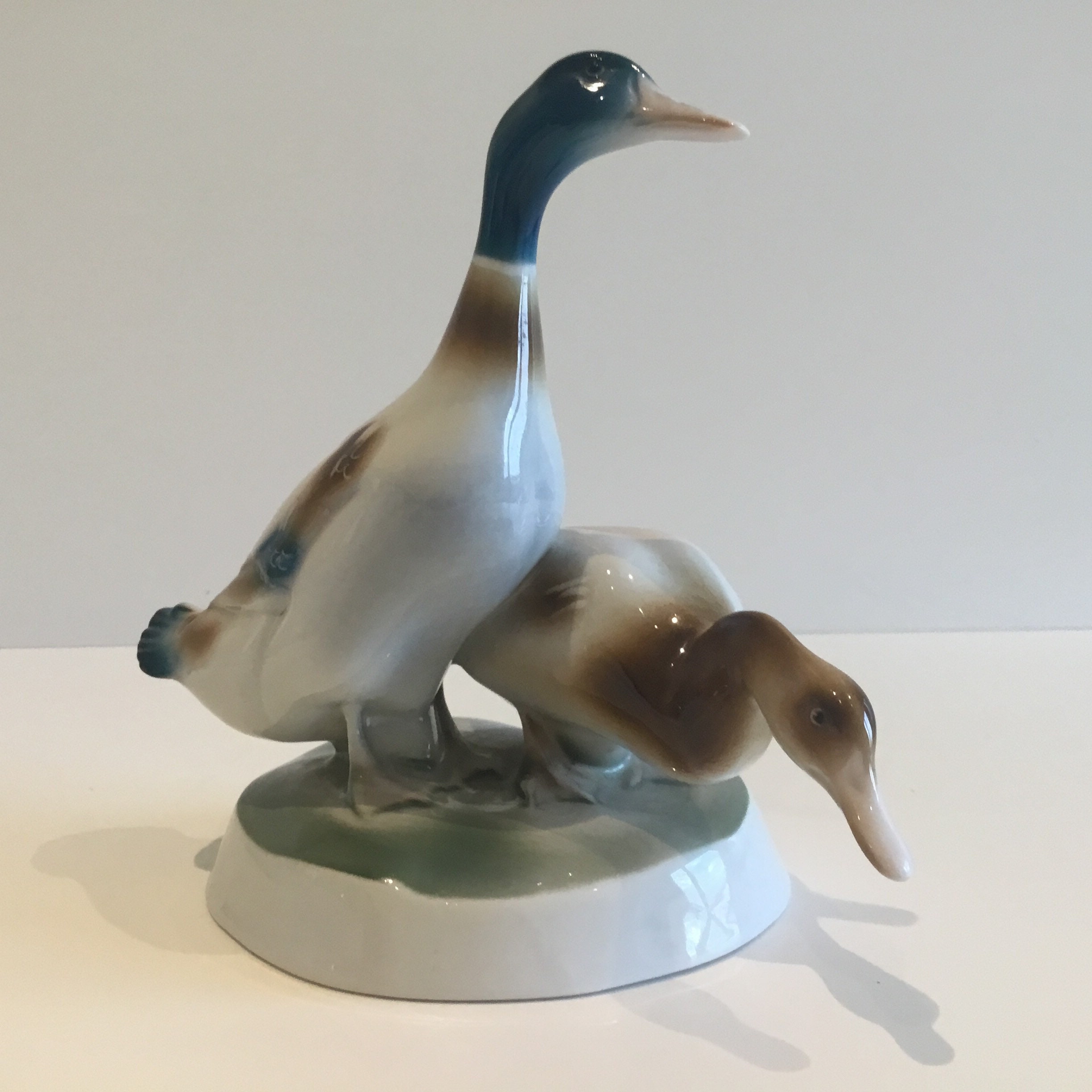 Vintage Figurine  Duck | 1930s Hungarian Porcelain Pair, Art Deco Animal Sculpture — photo 3 of 7