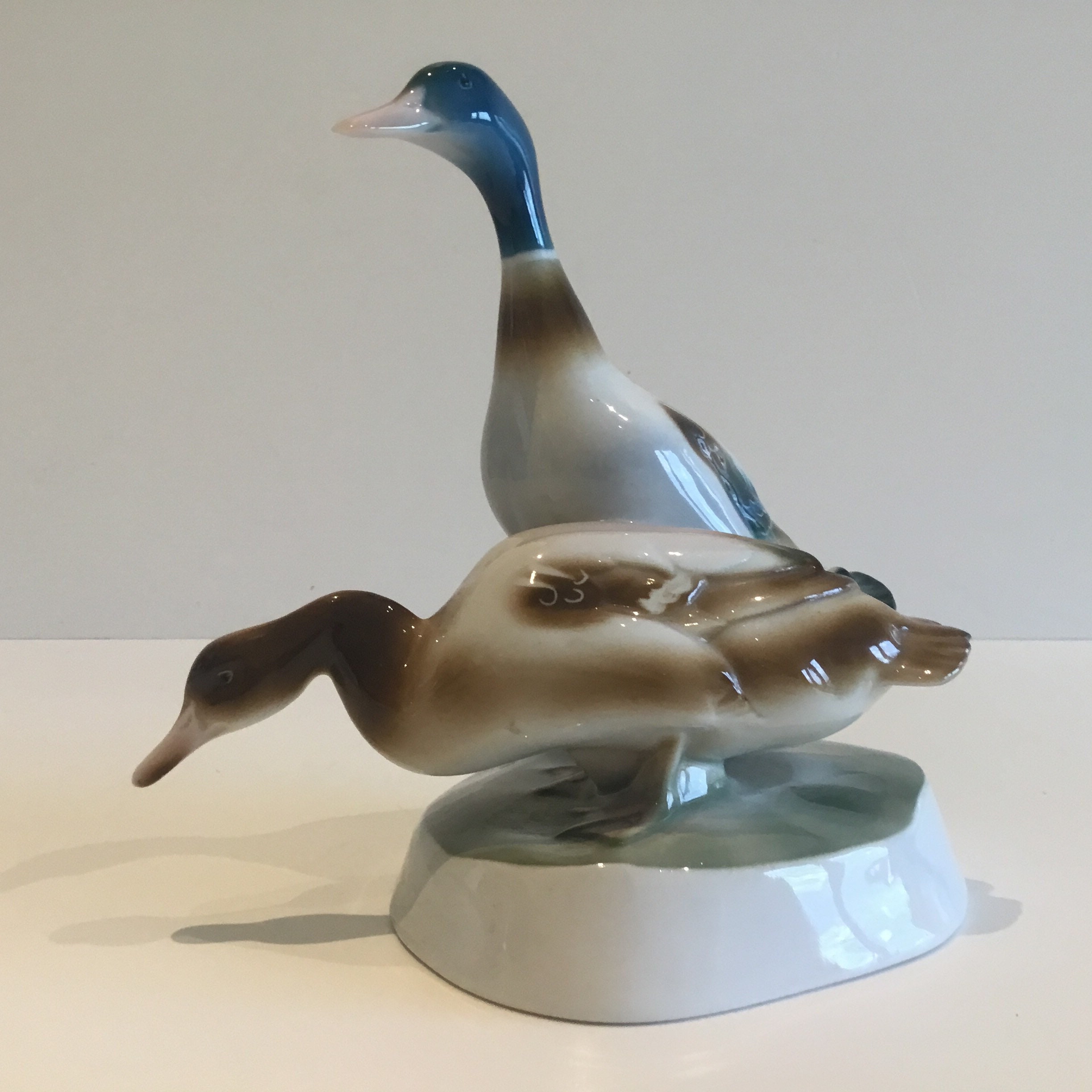 Vintage Figurine  Duck | 1930s Hungarian Porcelain Pair, Art Deco Animal Sculpture — photo 5 of 7