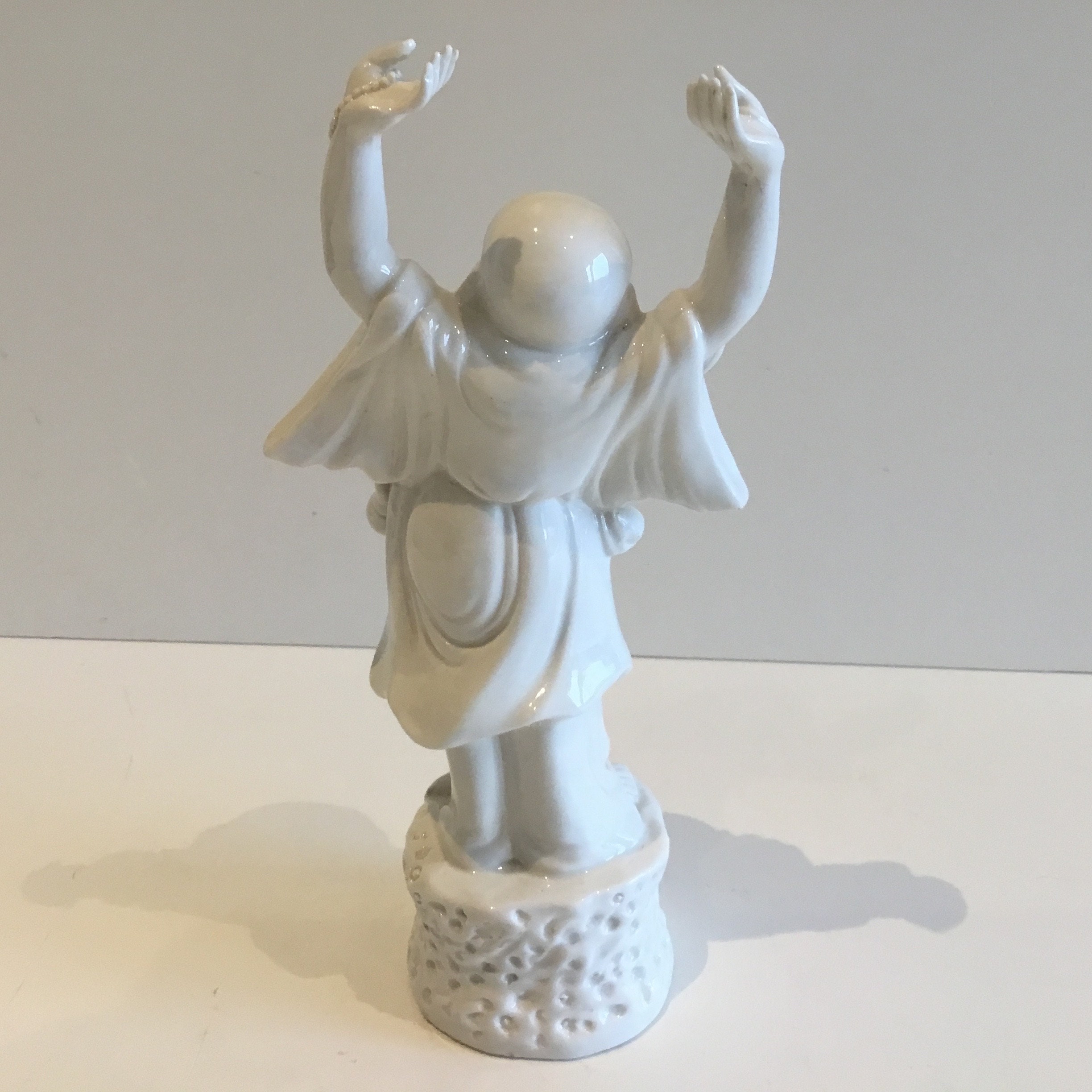 Vintage Laughing Buddha Porcelain Figurine, (1950s) Happy Buddha Statue Zen Decor — photo 4 of 9