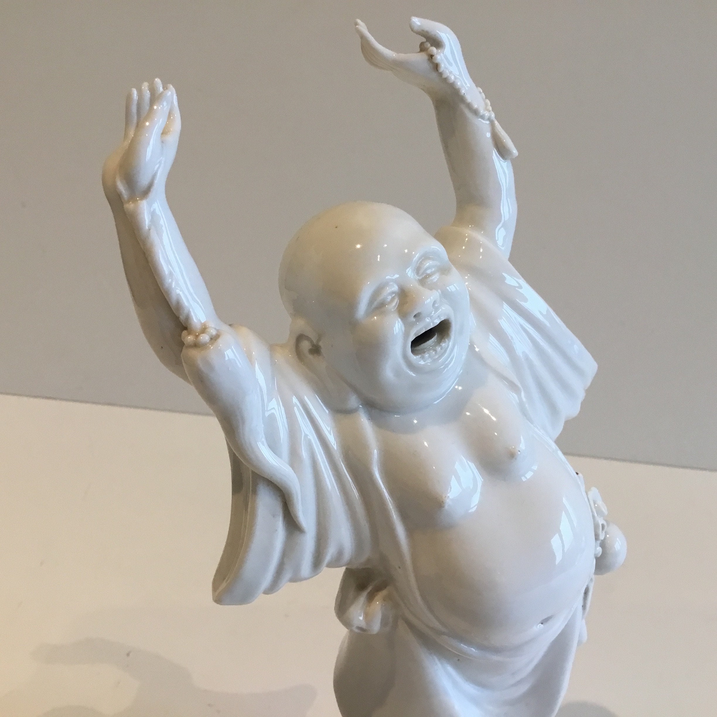 Vintage Laughing Buddha Porcelain Figurine, (1950s) Happy Buddha Statue Zen Decor — photo 7 of 9