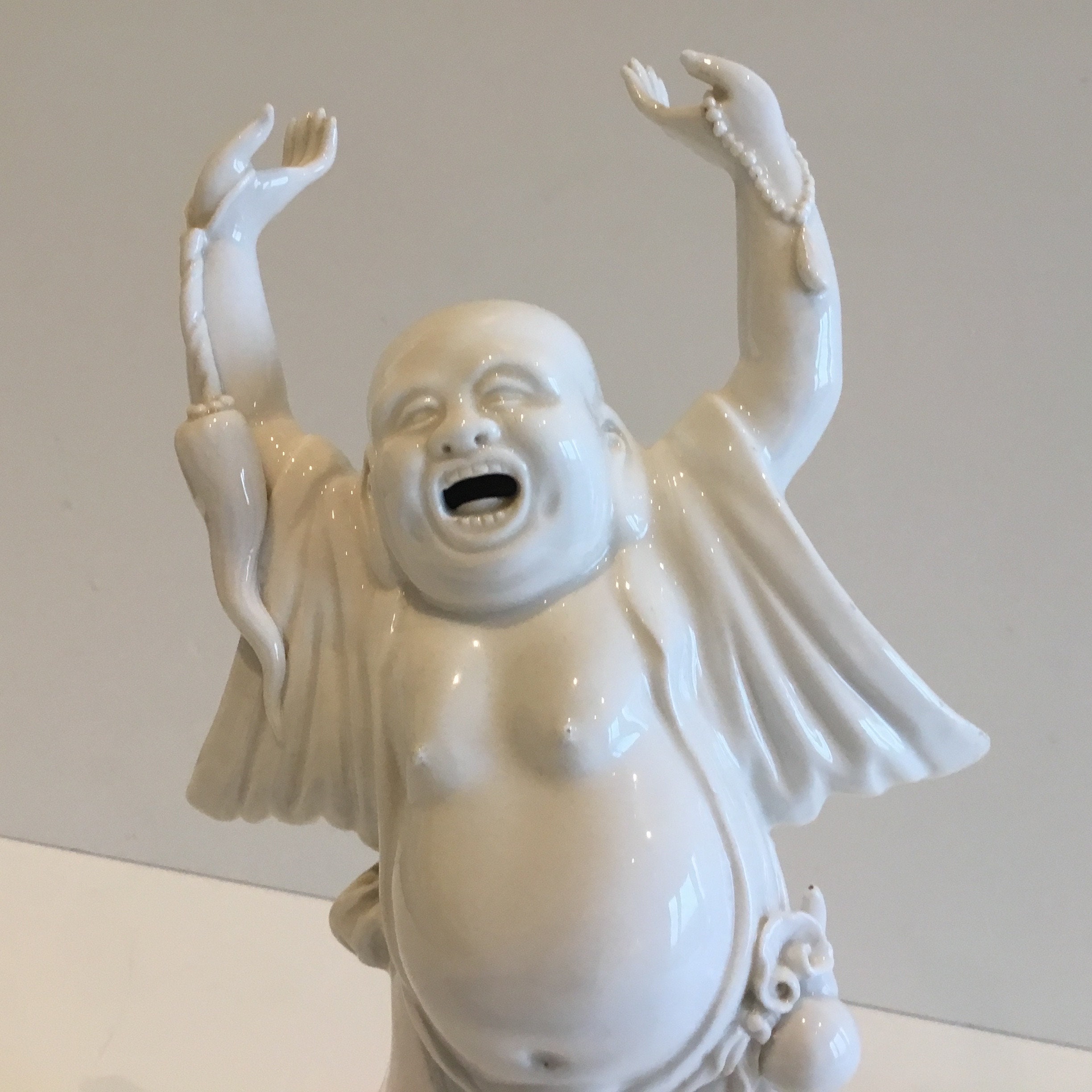 Vintage Laughing Buddha Porcelain Figurine, (1950s) Happy Buddha Statue Zen Decor — photo 9 of 9