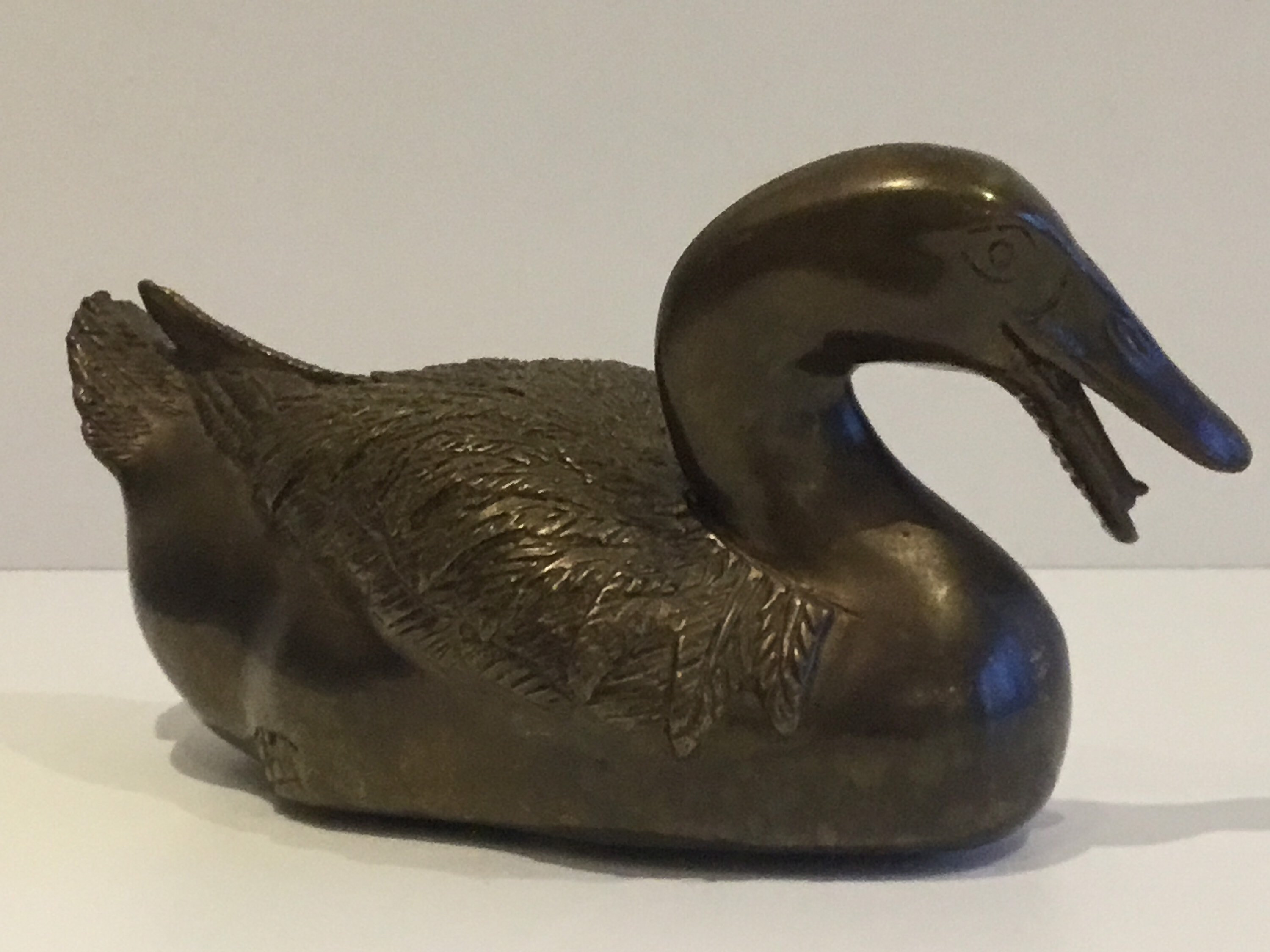 Vintage Bronze Sculpture | 1930s French Duck Figurine, Animalier Art Original Patina — photo 4 of 9