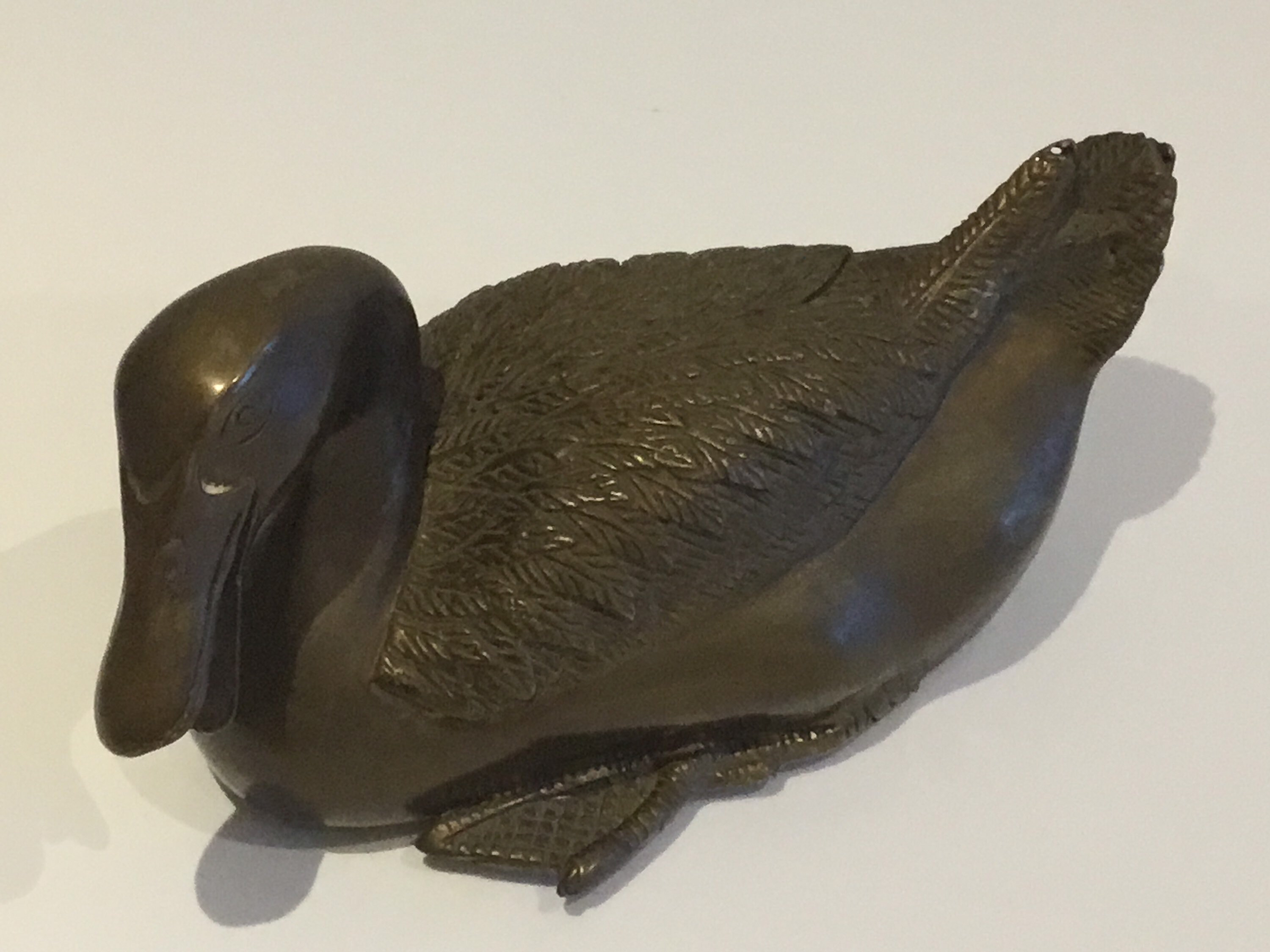 Vintage Bronze Sculpture | 1930s French Duck Figurine, Animalier Art Original Patina — photo 6 of 9