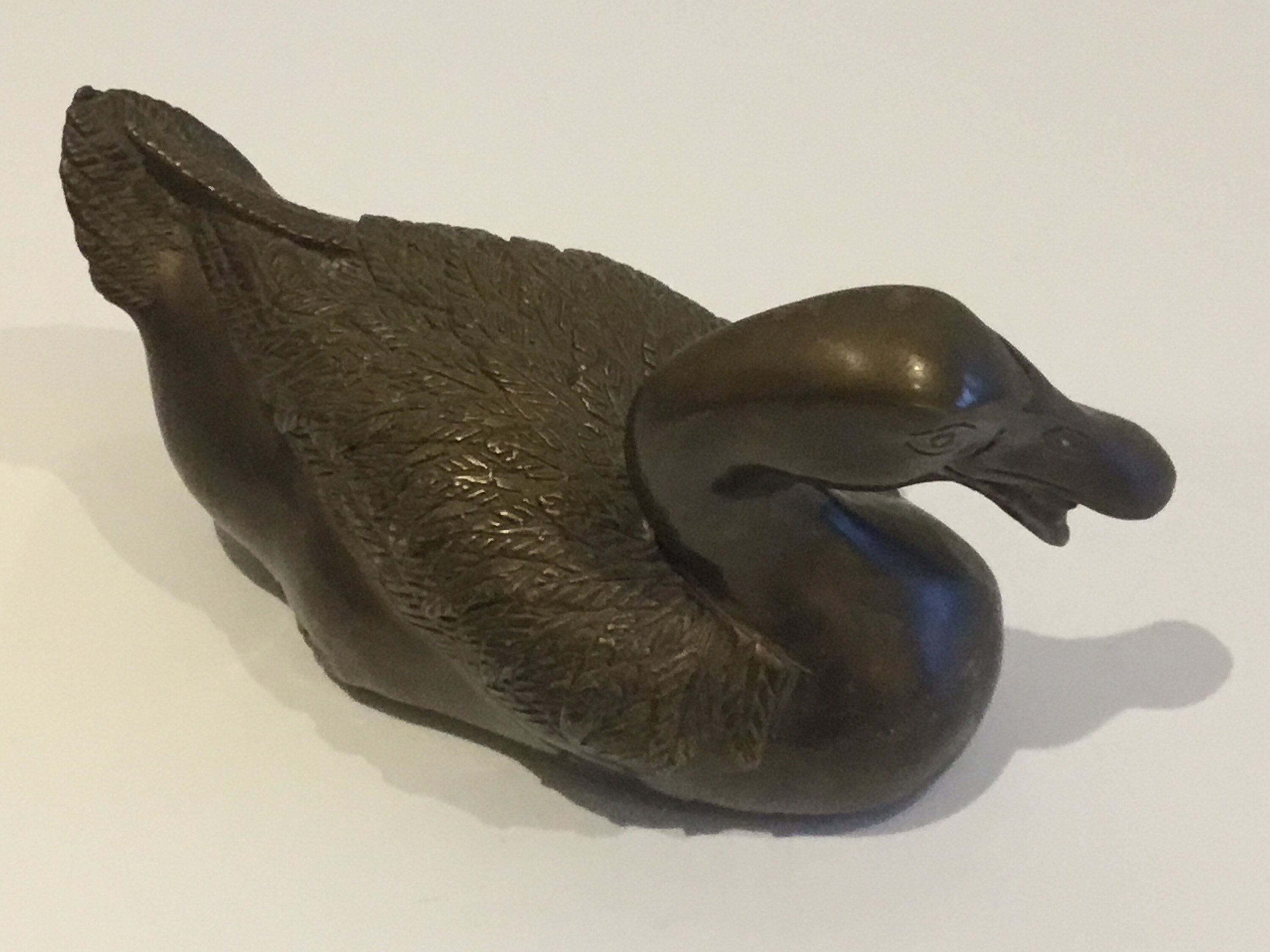 Vintage Bronze Sculpture | 1930s French Duck Figurine, Animalier Art Original Patina — photo 7 of 9