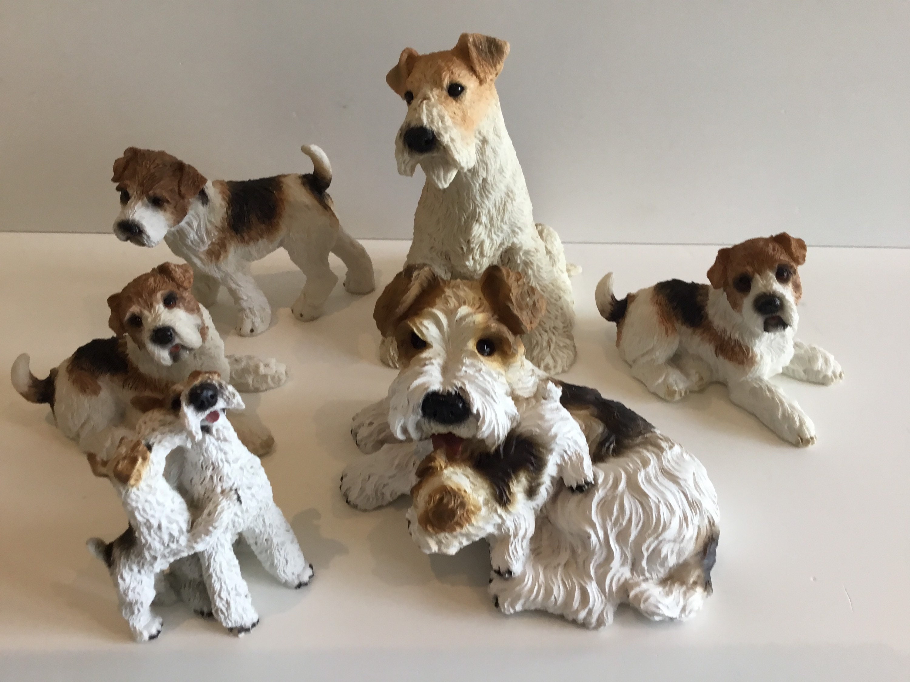 Vintage Dog Figurines | 1980s Italian Resin Collectible Set of 6 Animal Sculptures — photo 4 of 6