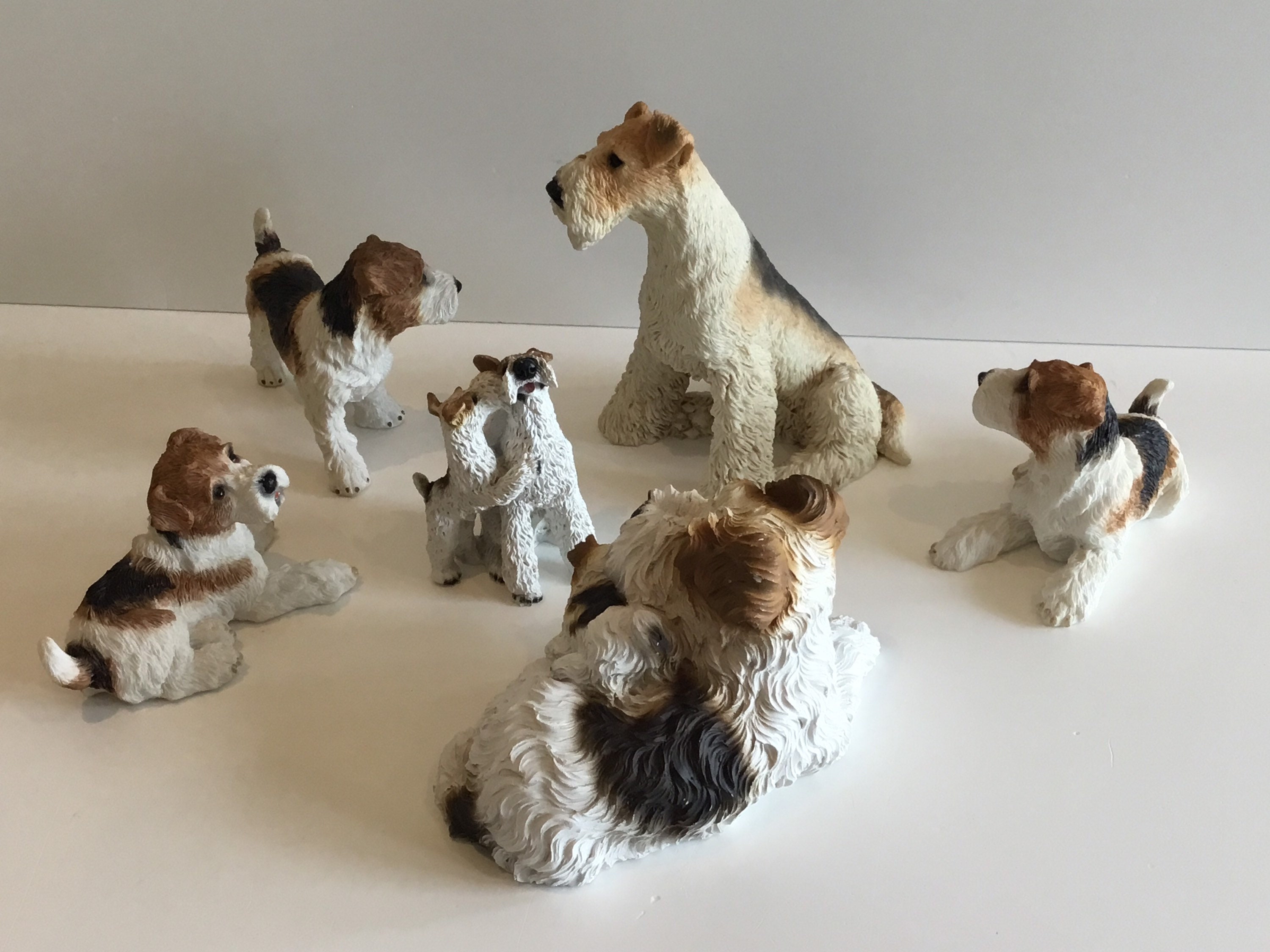 Vintage Dog Figurines | 1980s Italian Resin Collectible Set of 6 Animal Sculptures — photo 5 of 6