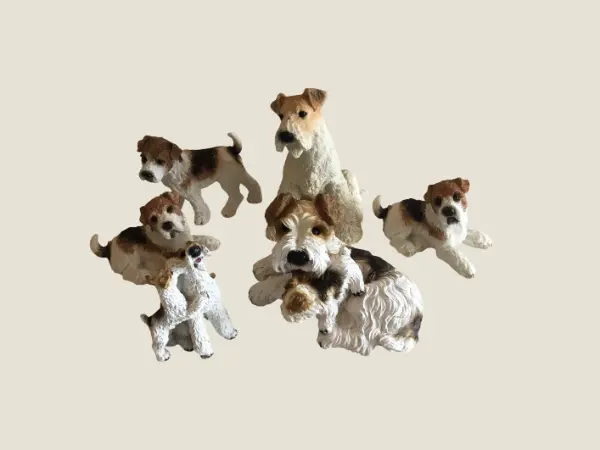 Vintage Dog Figurines | 1980s Italian Resin Collectible Set of 6 Animal Sculptures