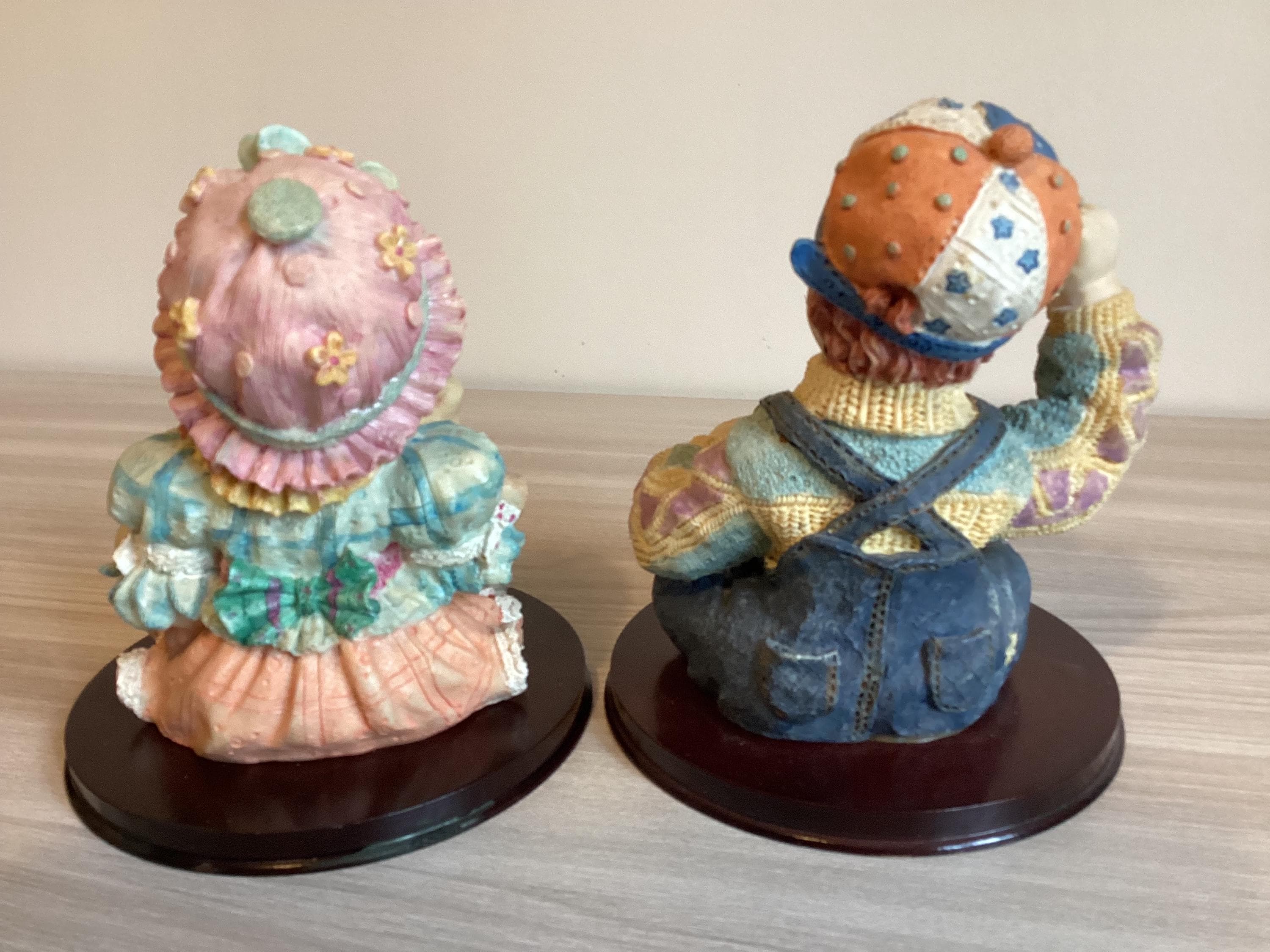 Vintage Italian Figurines | Pair of Hand-Painted Resin Children, Mounted on Base — photo 6 of 7