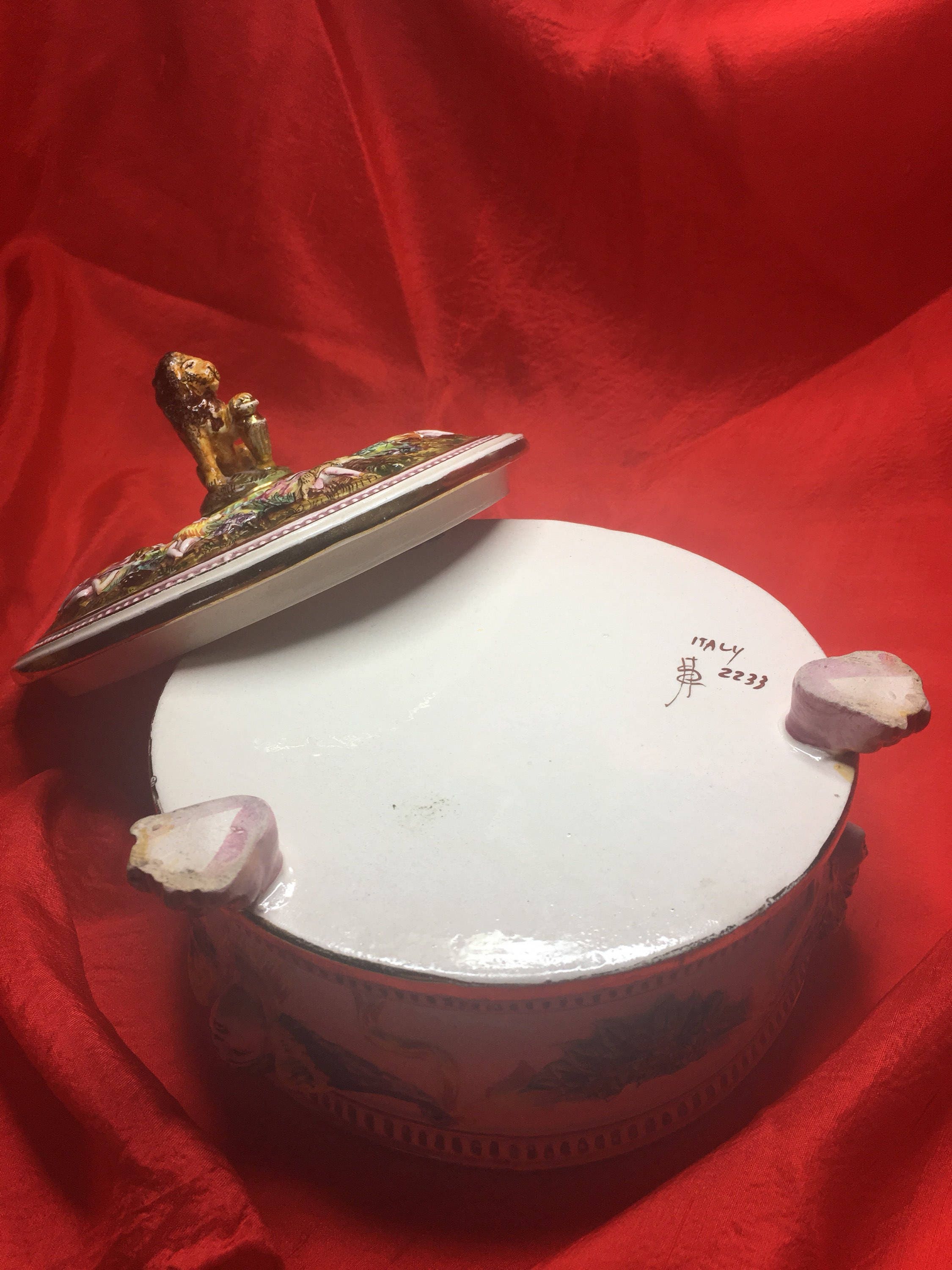 Porcelain Box With Lid (1920s Alfredo Ciulli) Florence Made in Italy — photo 4 of 11