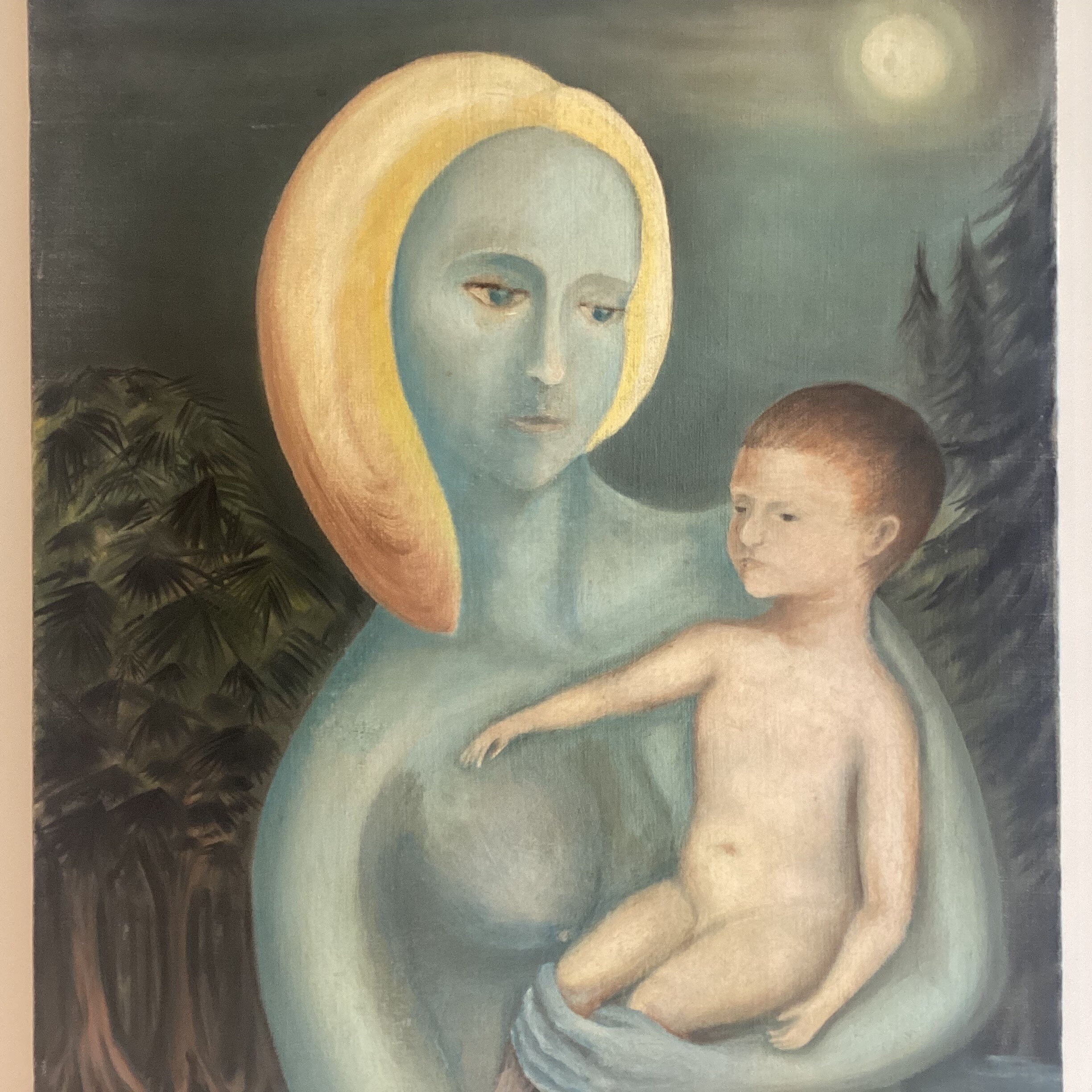 Art Painting – Surrealism Blue Maternity (1973) Original Oil on Canvas — photo 4 of 8