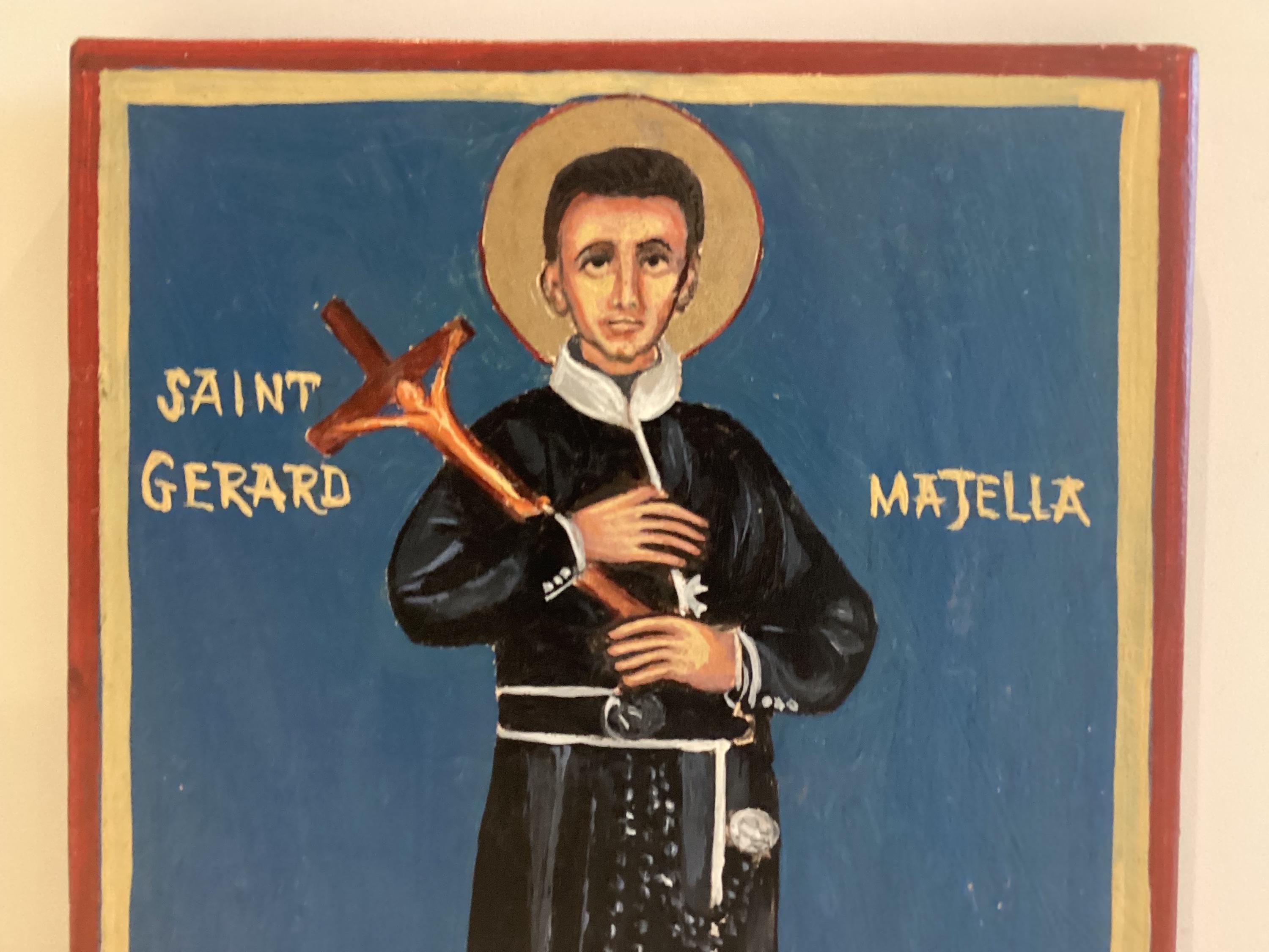 Vintage Religious Icon | Saint Gerard Majella 1950s, Hand Painted Oil on Wood — photo 5 of 7