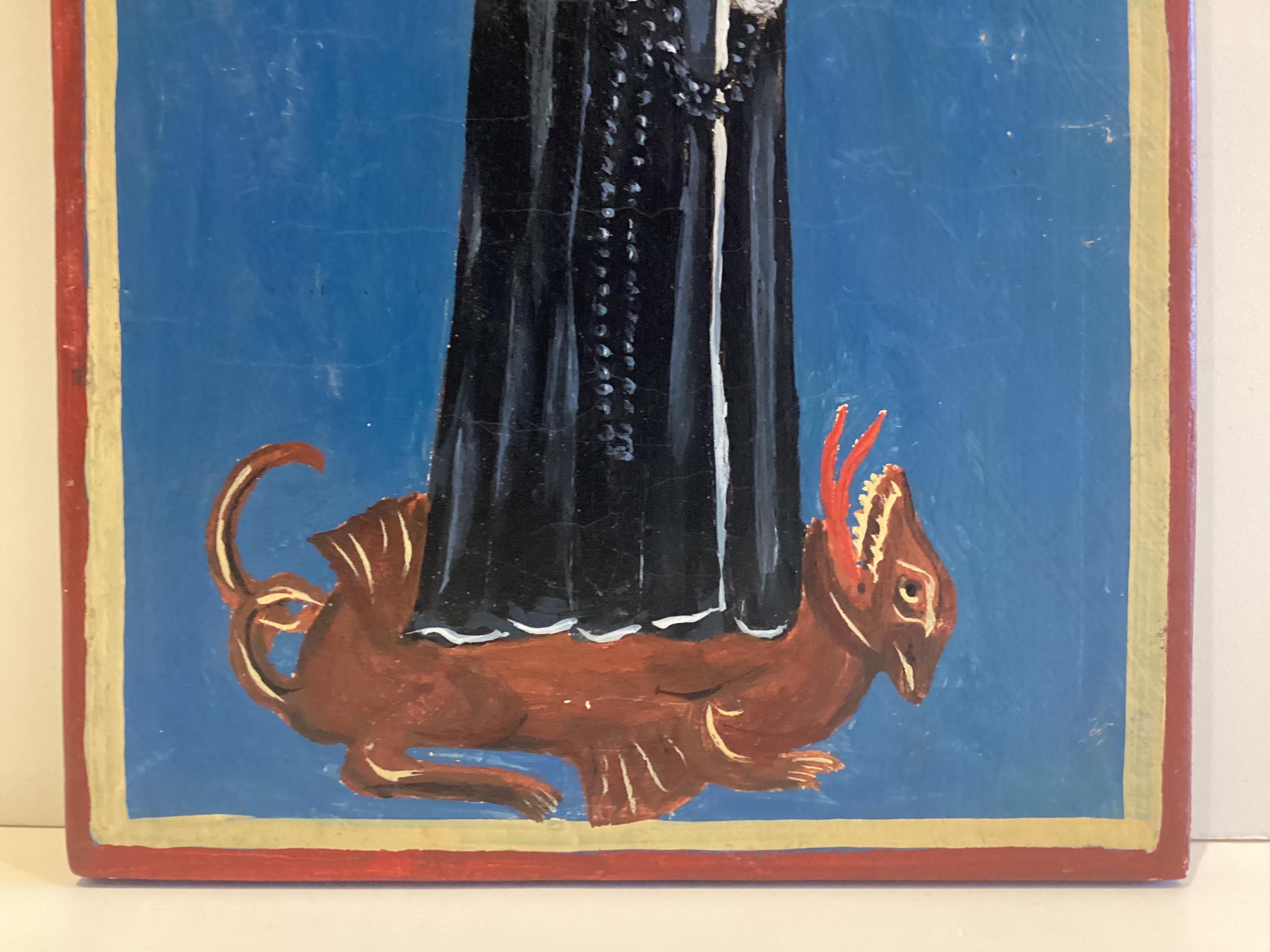 Vintage Religious Icon | Saint Gerard Majella 1950s, Hand Painted Oil on Wood — photo 6 of 7