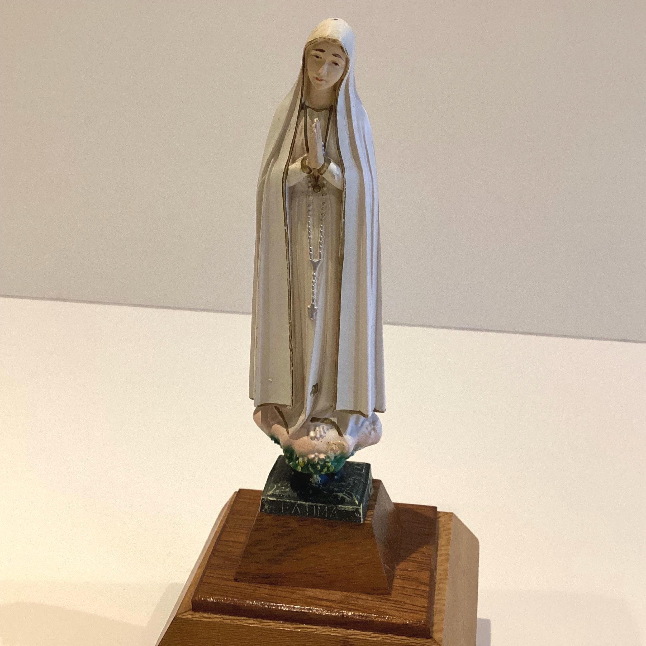Vintage Religious Statue | Our Lady of Fátima Music Box, Hand-Painted Portugal, Swiss Movement — photo 4 of 11