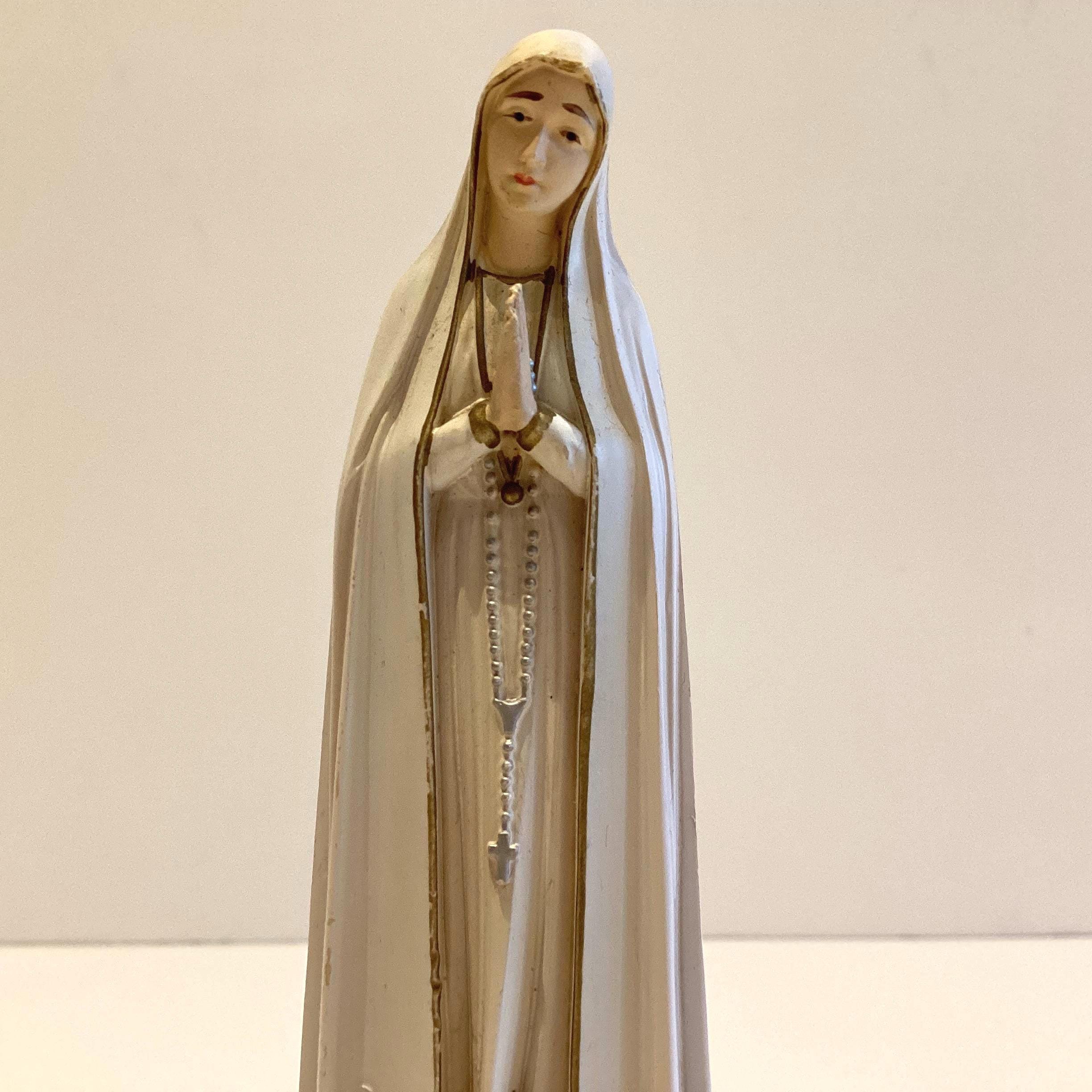 Vintage Religious Statue | Our Lady of Fátima Music Box, Hand-Painted Portugal, Swiss Movement — photo 5 of 11