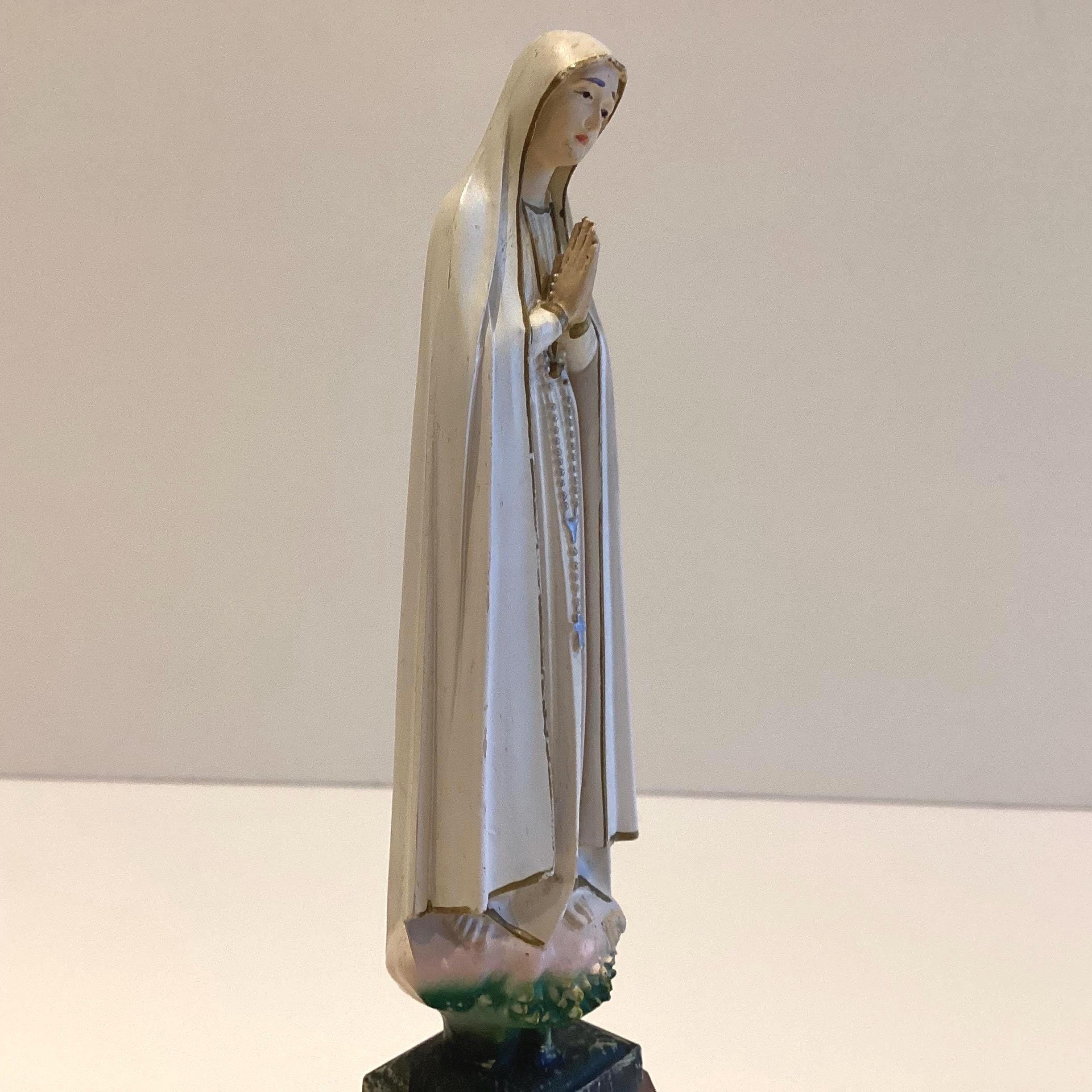 Vintage Religious Statue | Our Lady of Fátima Music Box, Hand-Painted Portugal, Swiss Movement — photo 6 of 11