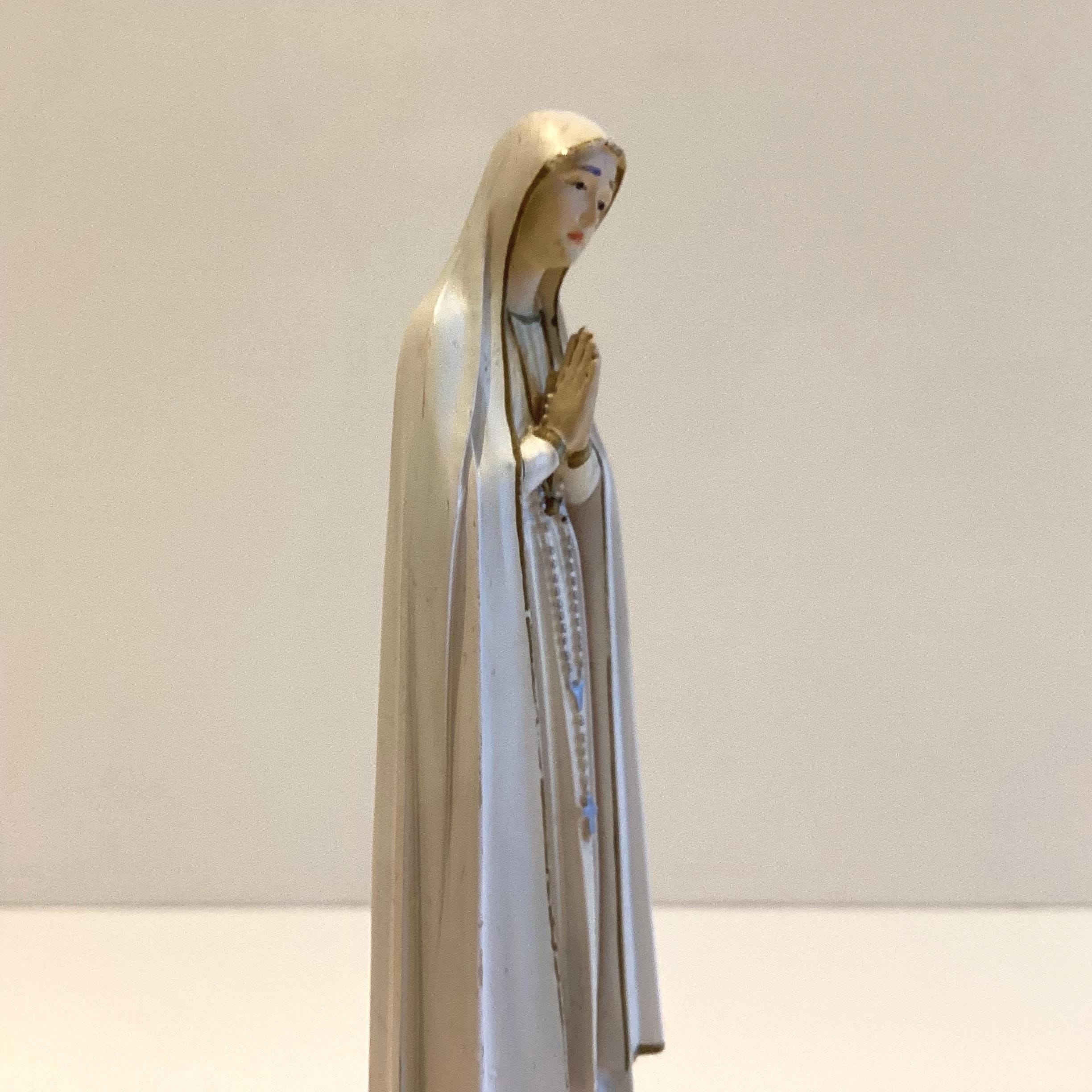 Vintage Religious Statue | Our Lady of Fátima Music Box, Hand-Painted Portugal, Swiss Movement — photo 8 of 11