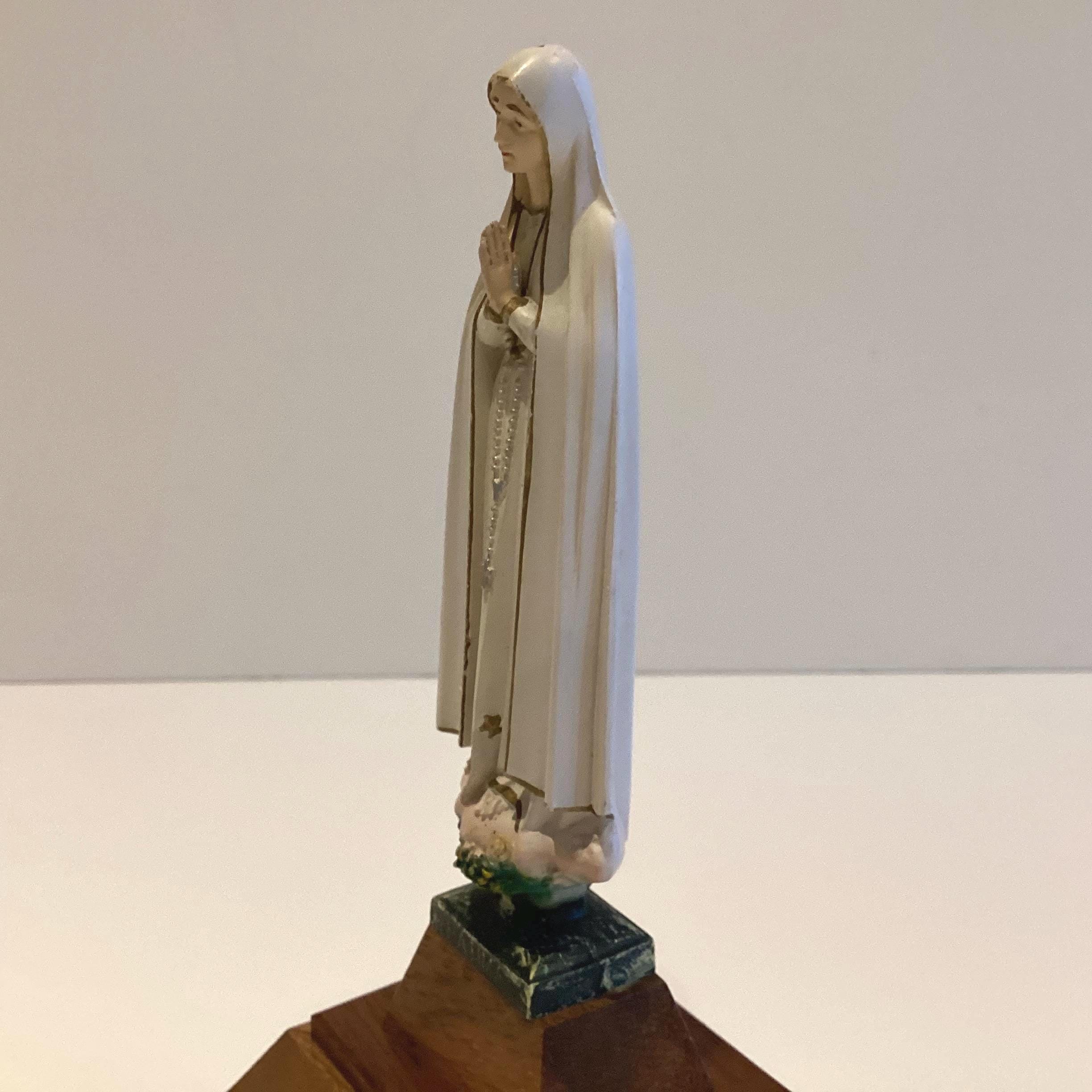 Vintage Religious Statue | Our Lady of Fátima Music Box, Hand-Painted Portugal, Swiss Movement — photo 9 of 11