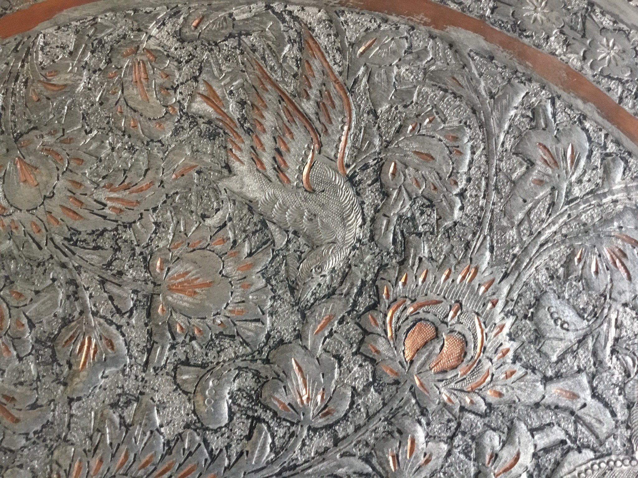 Antique Large Tray | 1800s, Floral & Animal Motif Oriental Collectible — photo 6 of 7