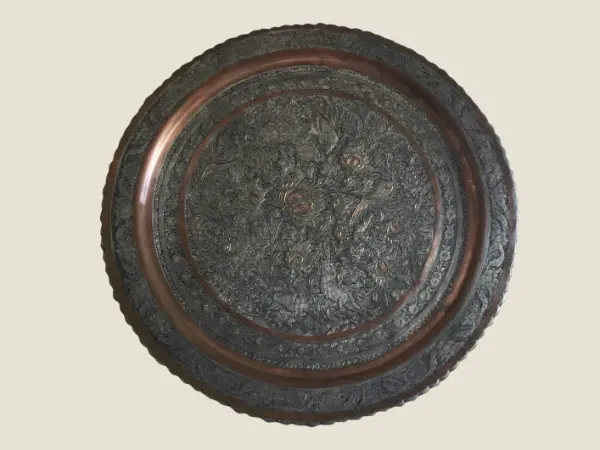 Antique Large Tray | 1800s, Floral & Animal Motif Oriental Collectible