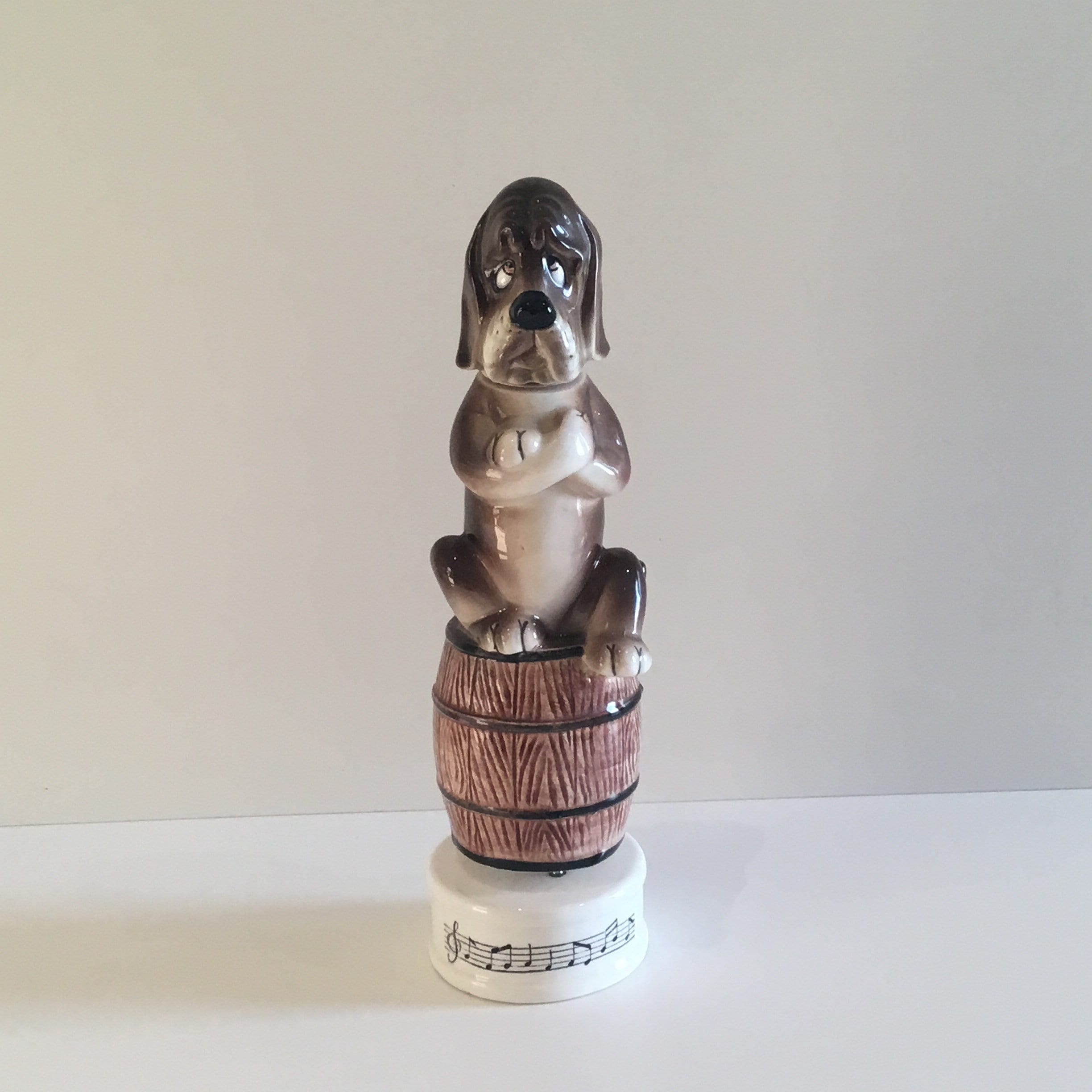 Vintage Music Box | 1950s French Porcelain Bottle Dog Figurine Rotating Collectible — photo 2 of 7