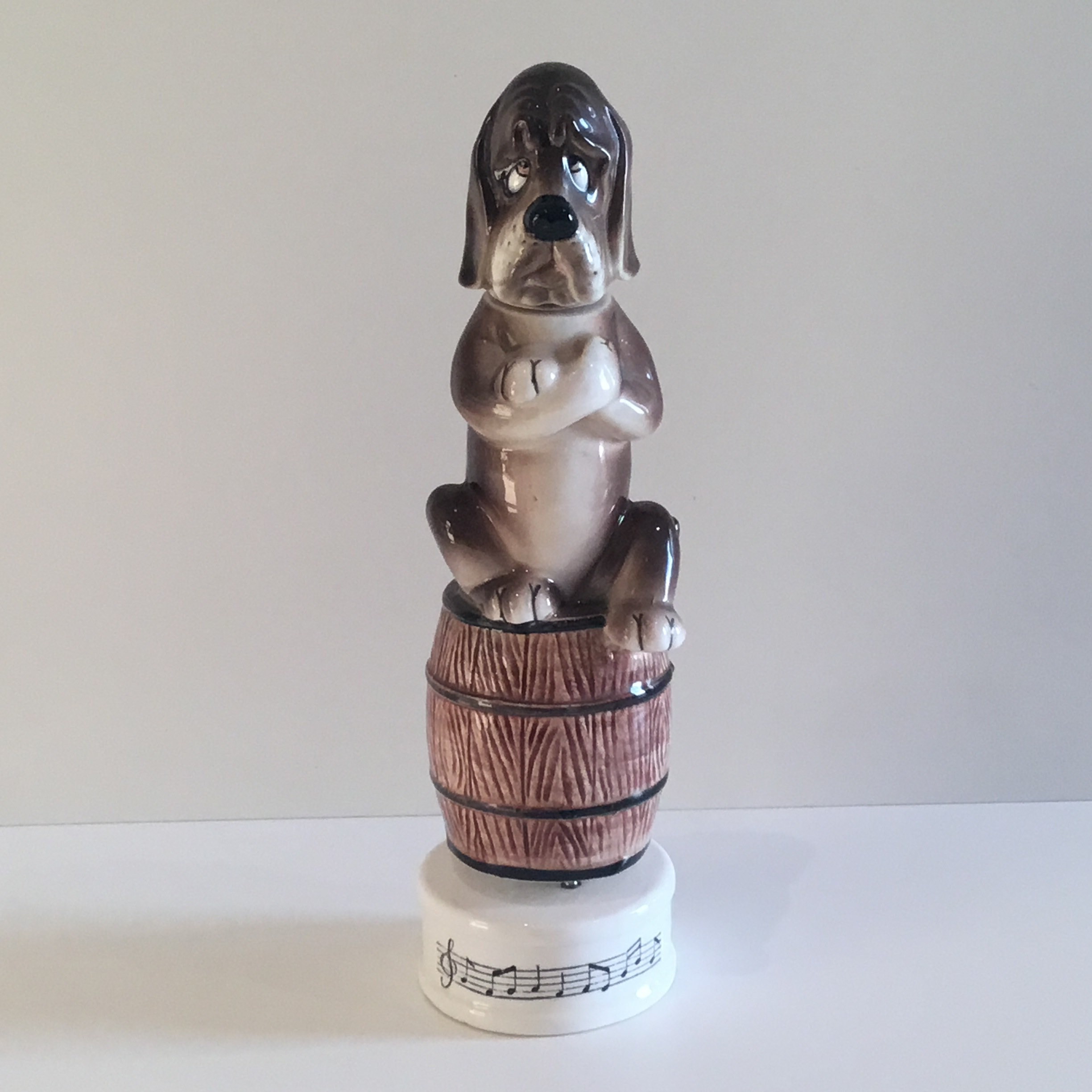 Vintage Music Box | 1950s French Porcelain Bottle Dog Figurine Rotating Collectible — photo 3 of 7