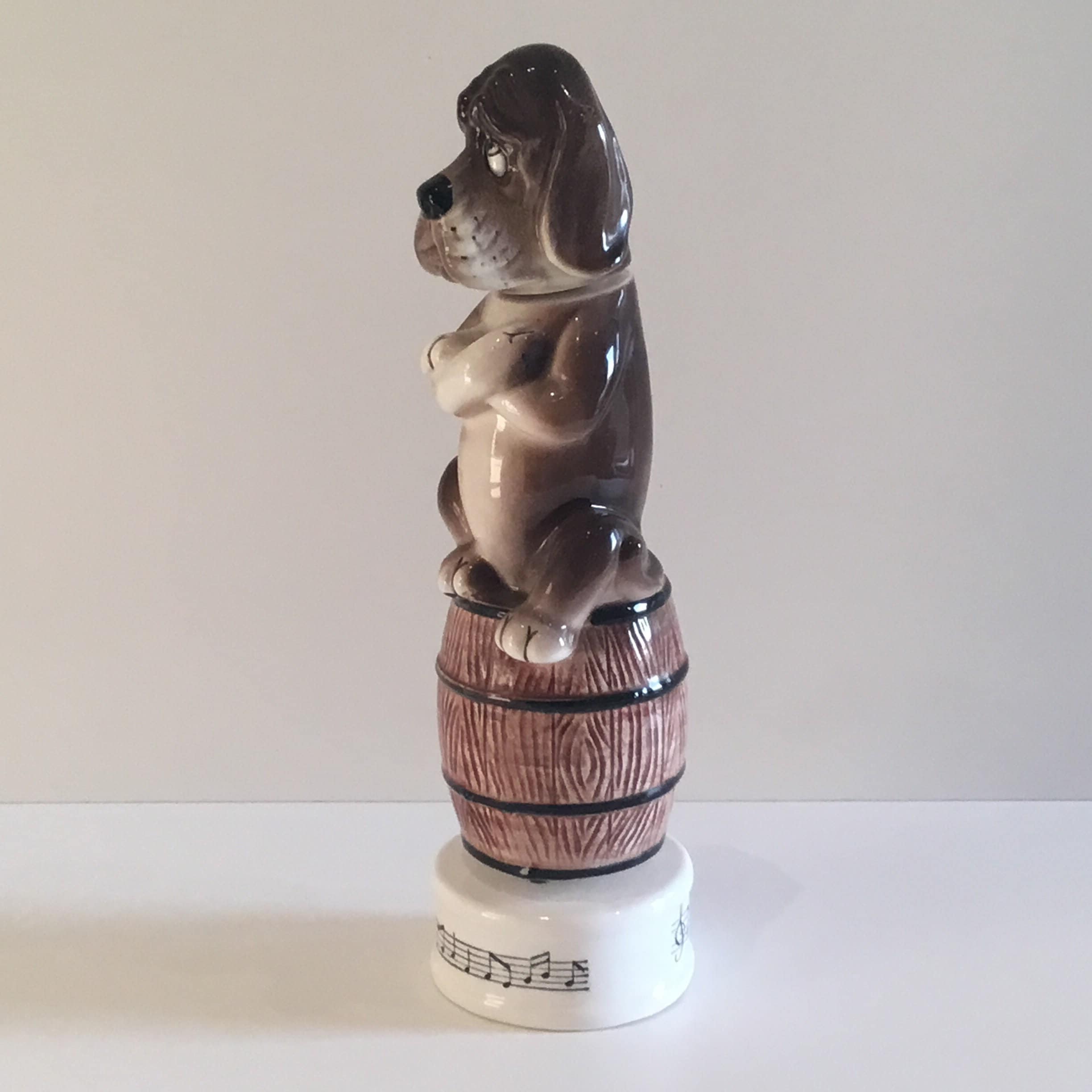 Vintage Music Box | 1950s French Porcelain Bottle Dog Figurine Rotating Collectible — photo 4 of 7