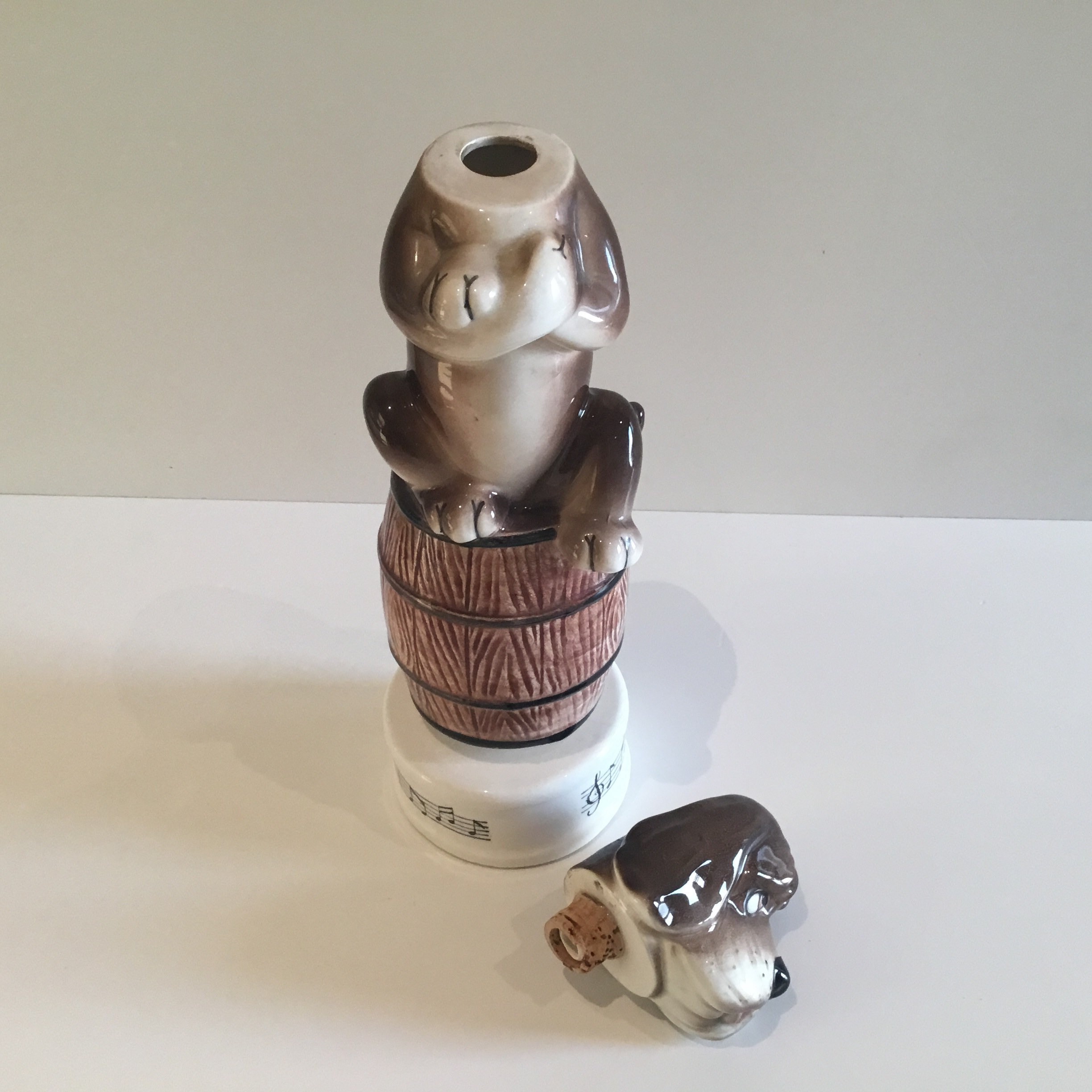 Vintage Music Box | 1950s French Porcelain Bottle Dog Figurine Rotating Collectible — photo 6 of 7