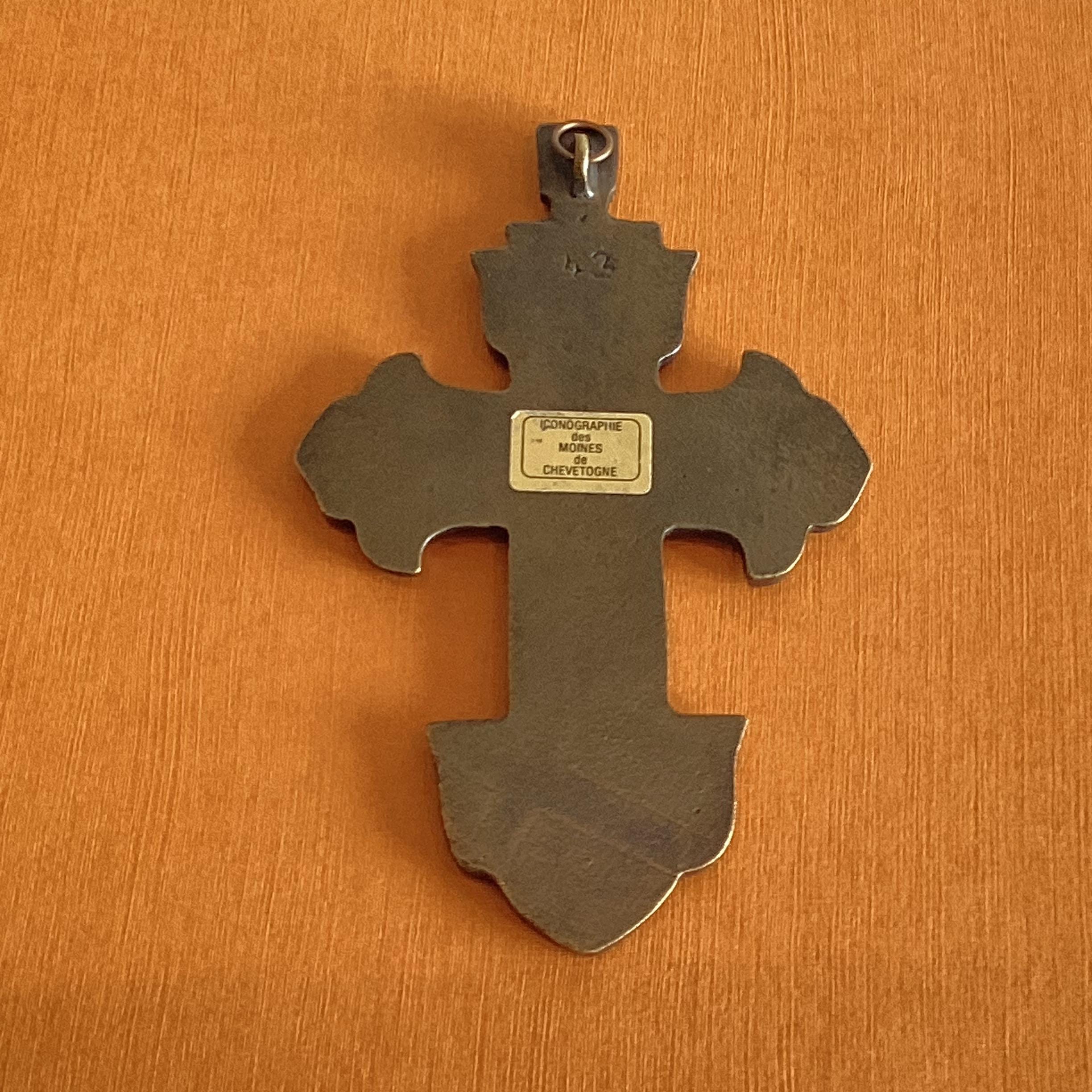 Vintage Crucifix | 1950s Chevetogne Monastery Bronze, Enamel Cross — photo 5 of 6