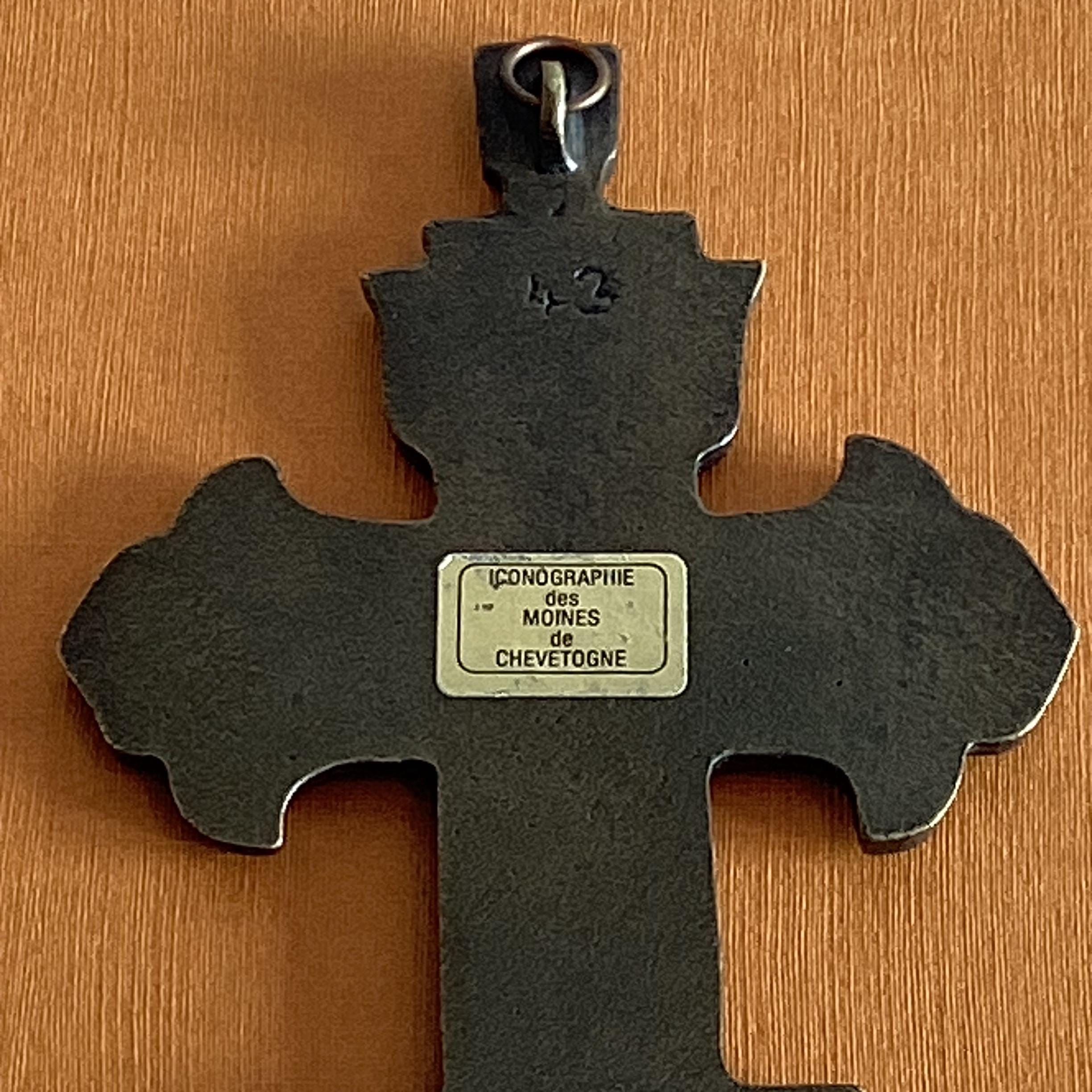 Vintage Crucifix | 1950s Chevetogne Monastery Bronze, Enamel Cross — photo 6 of 6