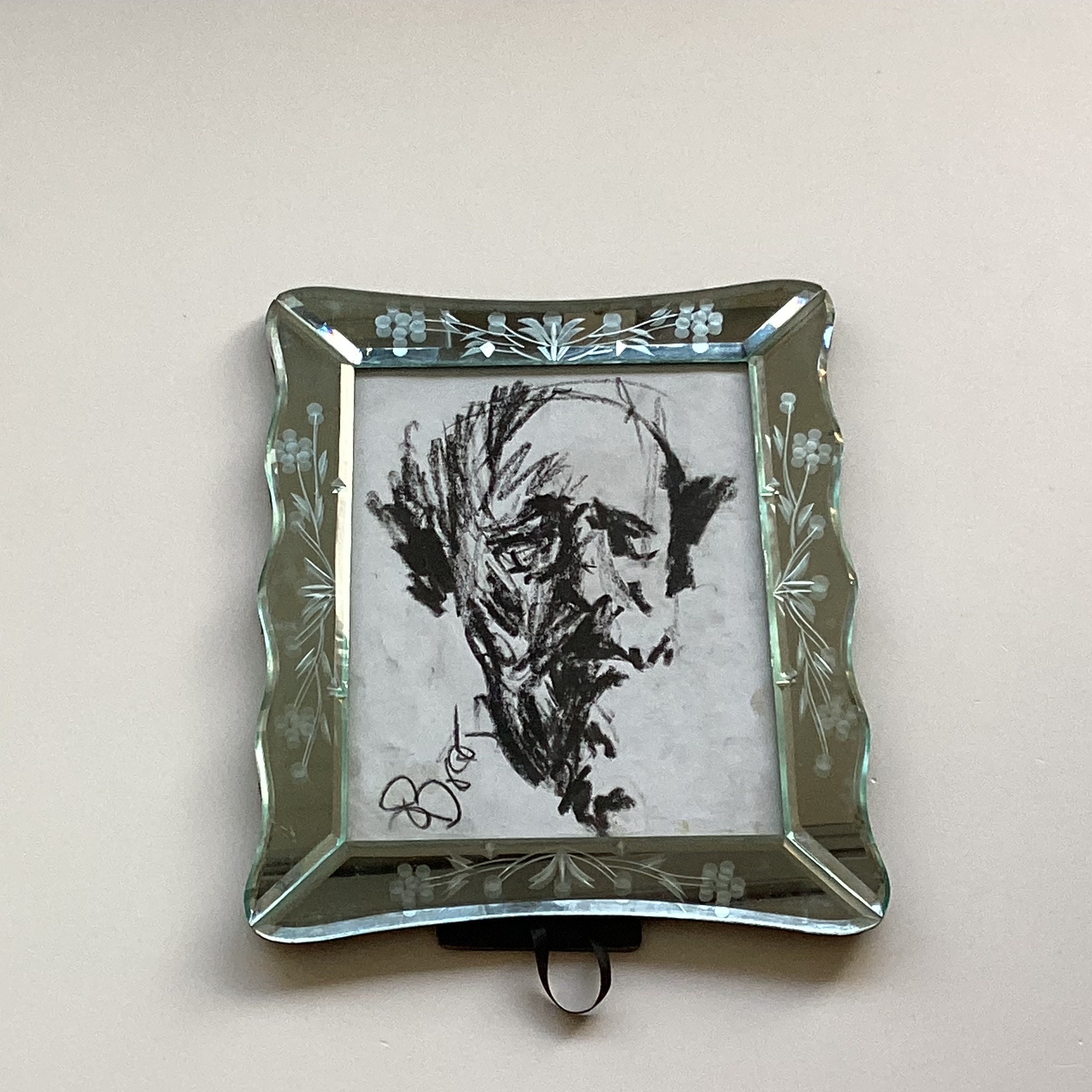 Vintage Murano Frame | 1950s Handmade Venetian Glass Photograph Holder, Signed Drawing — photo 2 of 7