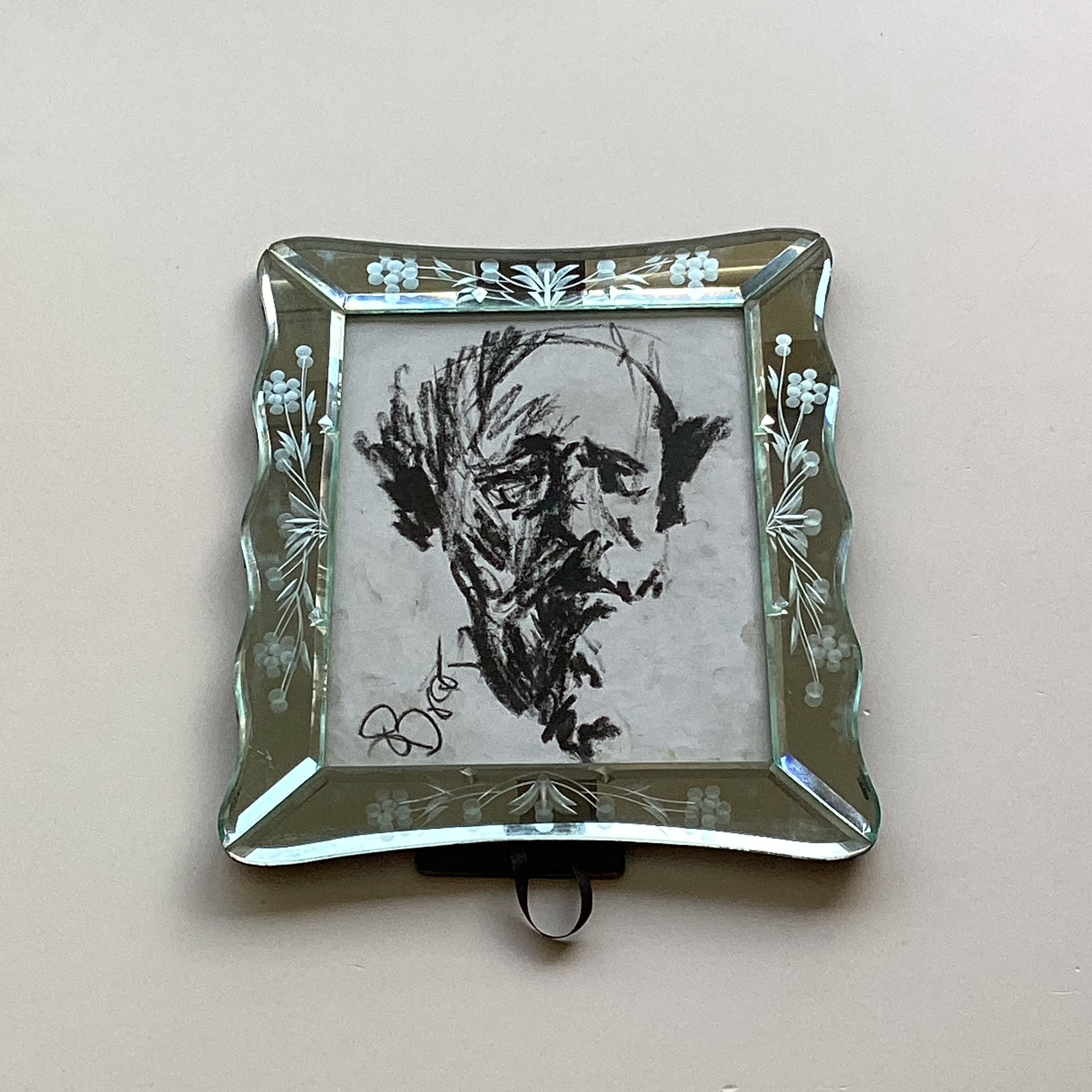 Vintage Murano Frame | 1950s Handmade Venetian Glass Photograph Holder, Signed Drawing — photo 3 of 7