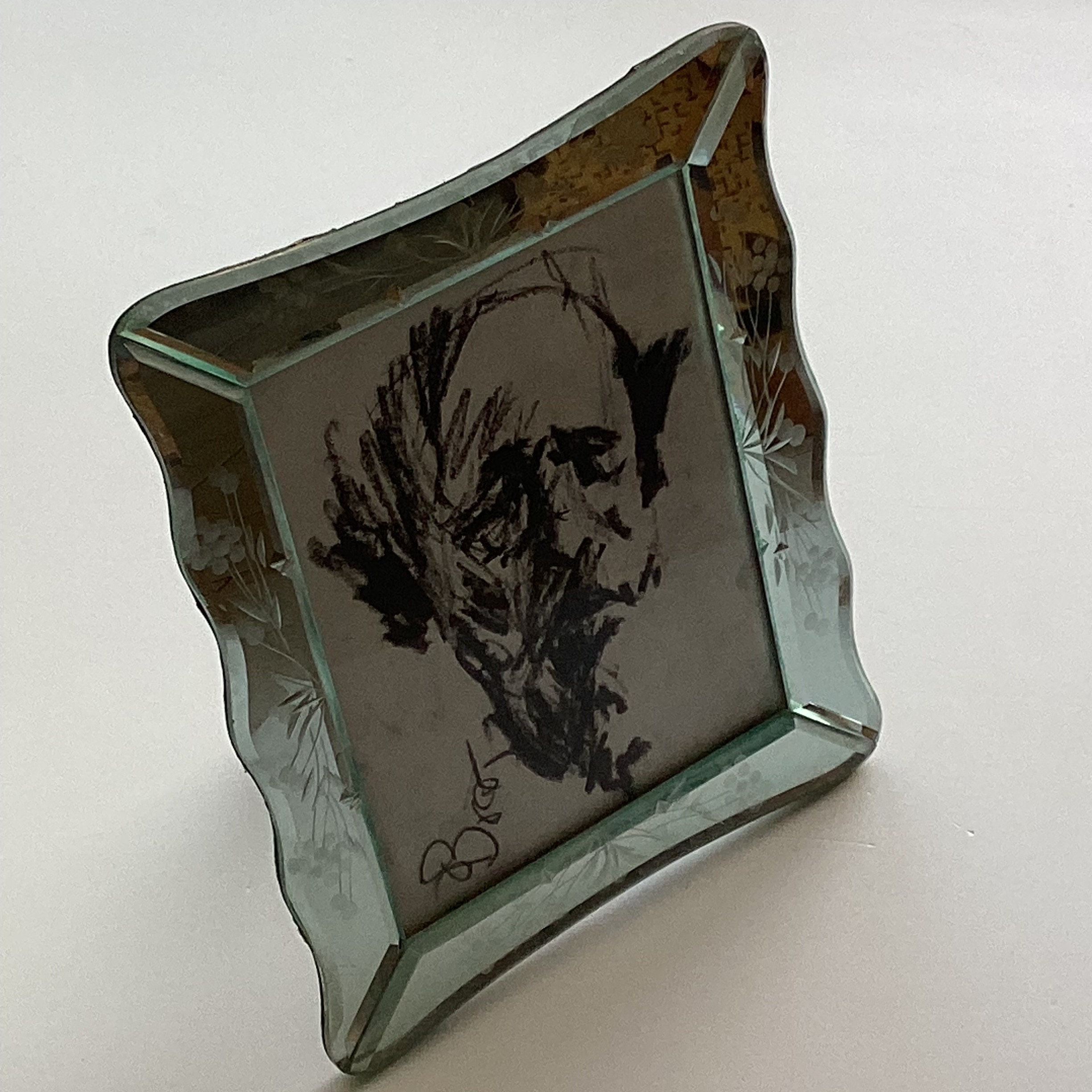 Vintage Murano Frame | 1950s Handmade Venetian Glass Photograph Holder, Signed Drawing — photo 4 of 7