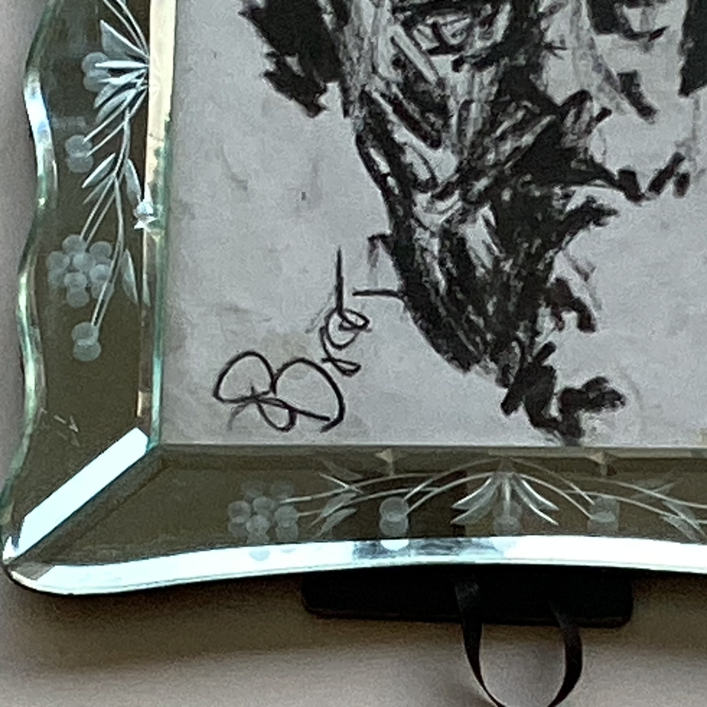 Vintage Murano Frame | 1950s Handmade Venetian Glass Photograph Holder, Signed Drawing — photo 6 of 7
