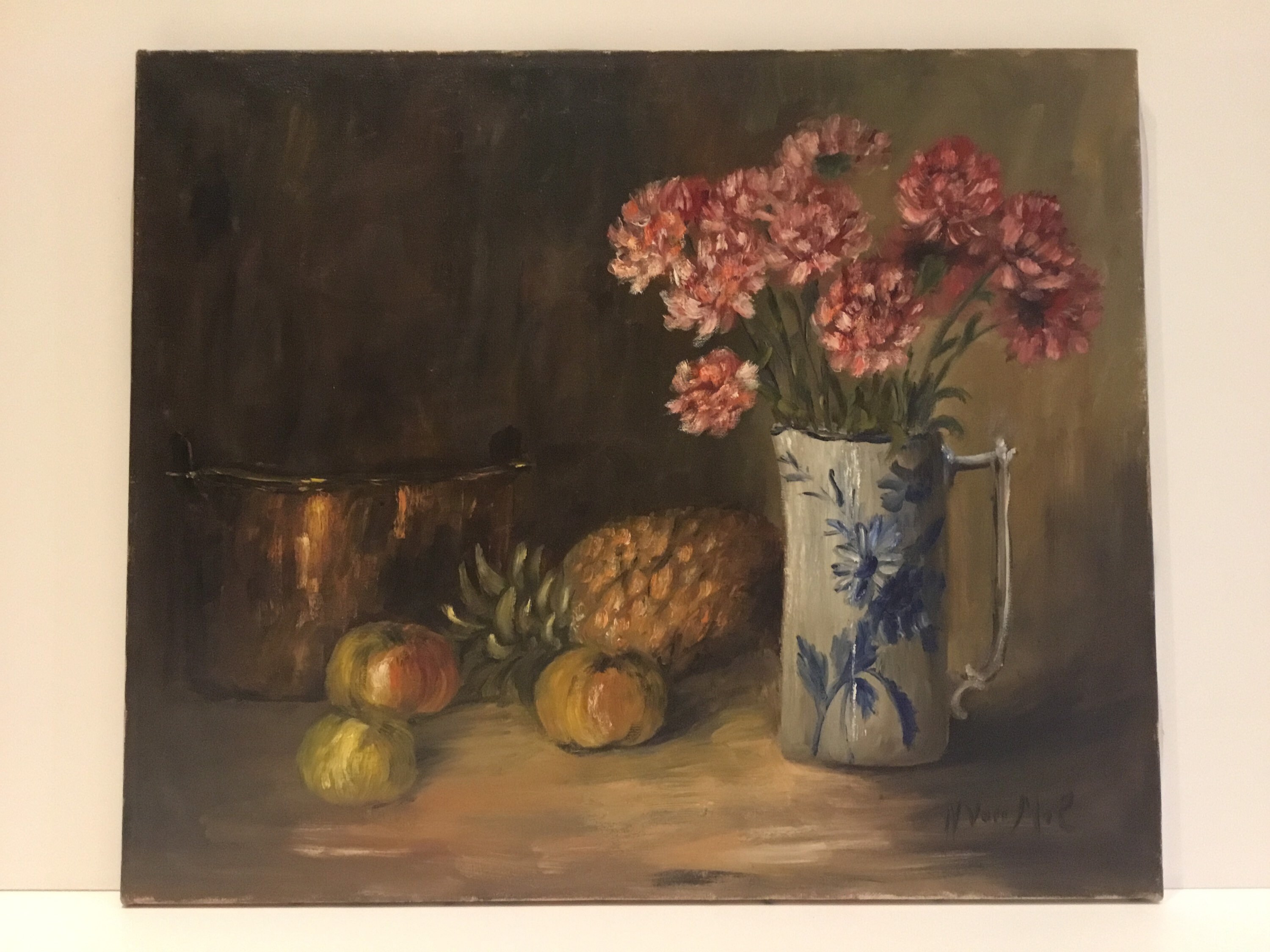 Vintage Painting | 1950s Van Mol Dutch School, Signed Oil on Canvas Flowers — photo 3 of 10