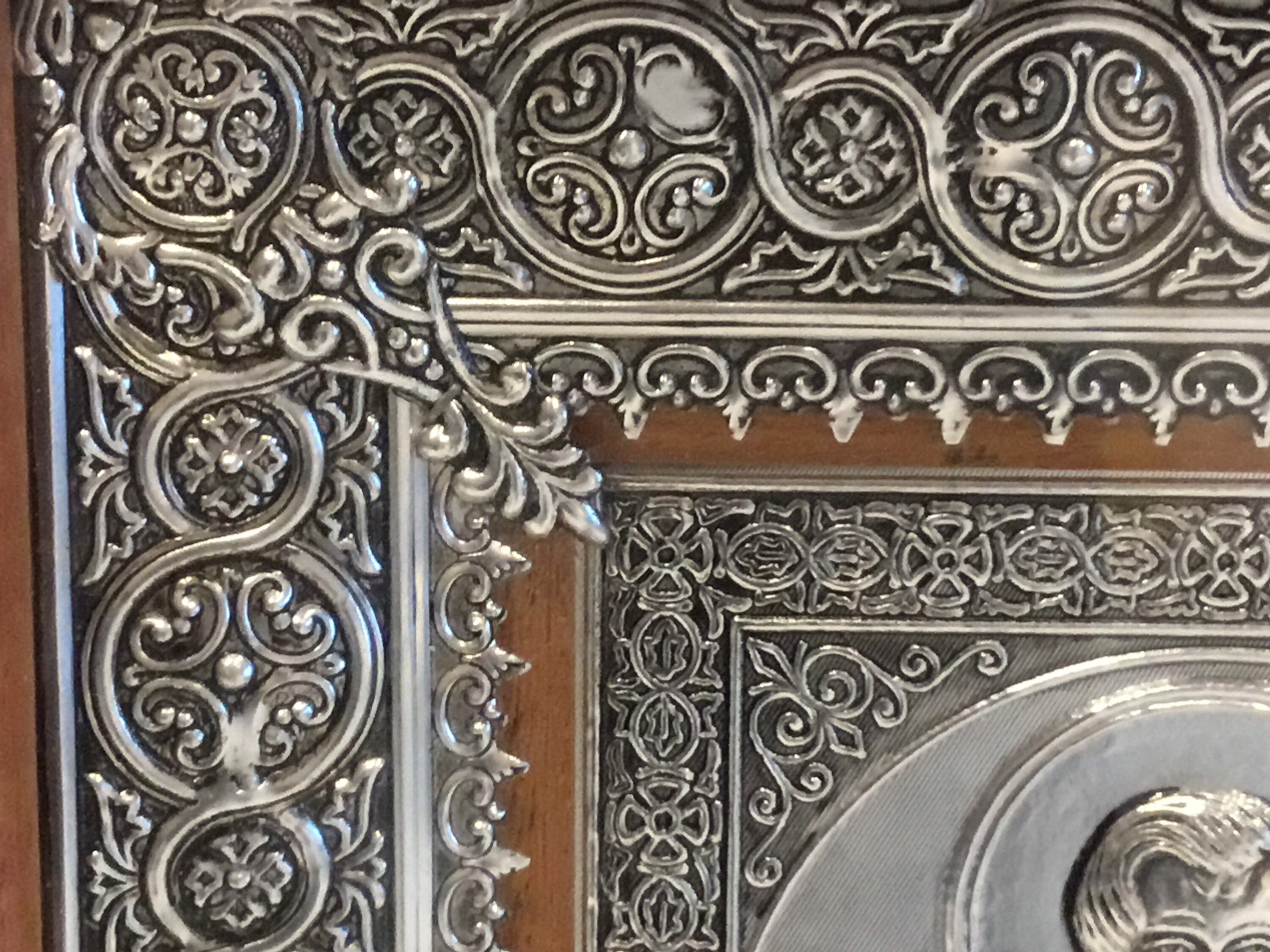 Vintage Icon | 1960s Saint Tito Silver Metal Wall Art, Greek Religious Bas-Relief — photo 10 of 11